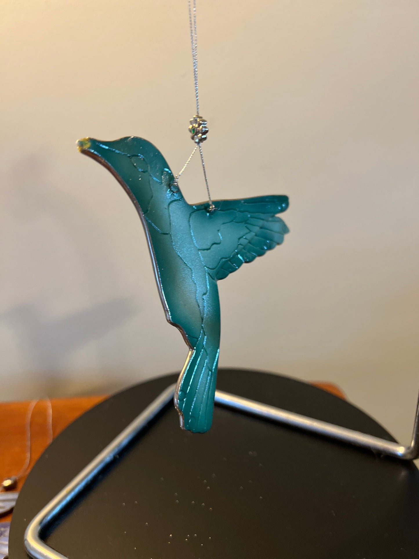 Vintage Hummingbird Stained Glass Art Sun Catcher green