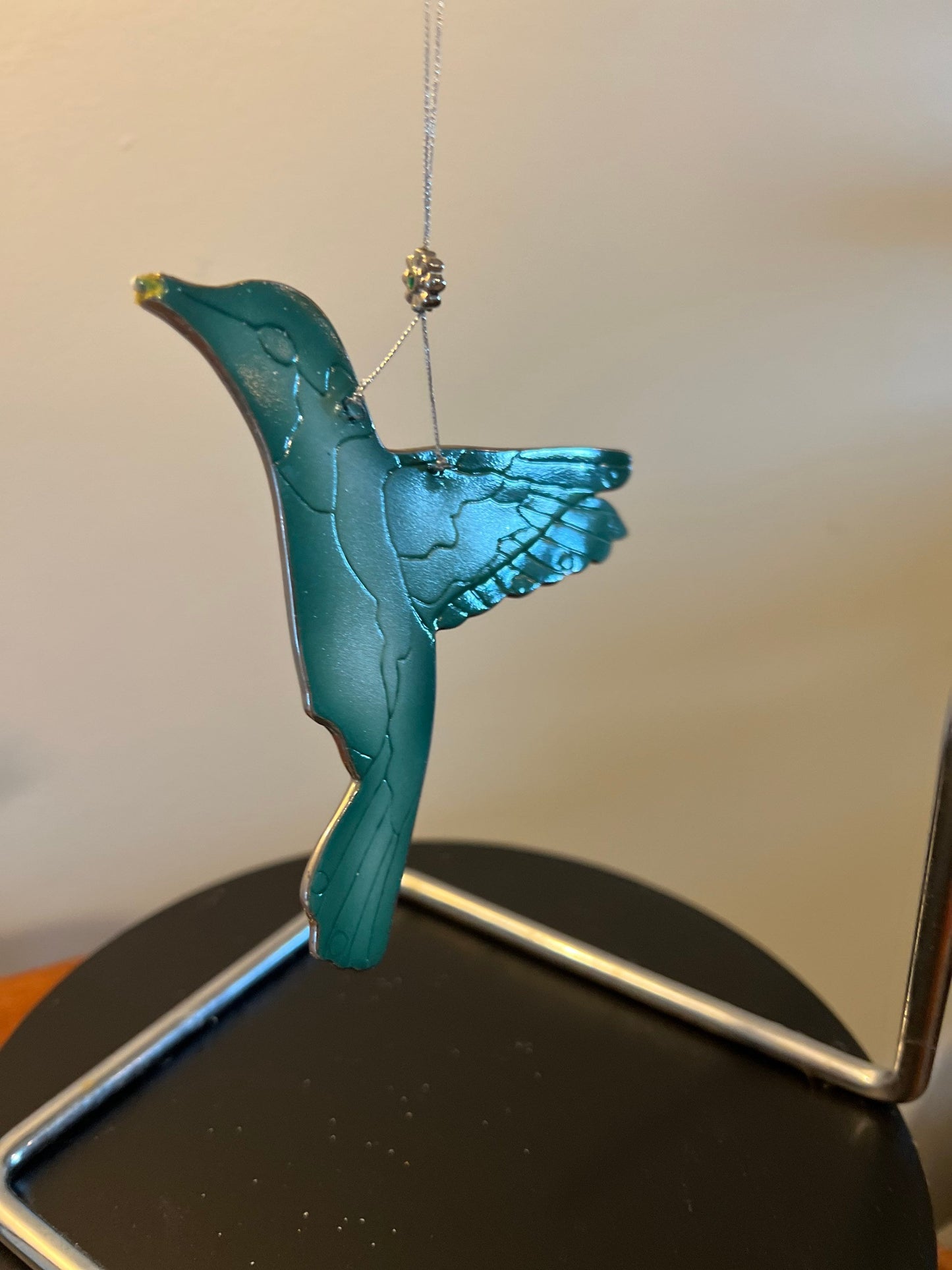 Vintage Hummingbird Stained Glass Art Sun Catcher green