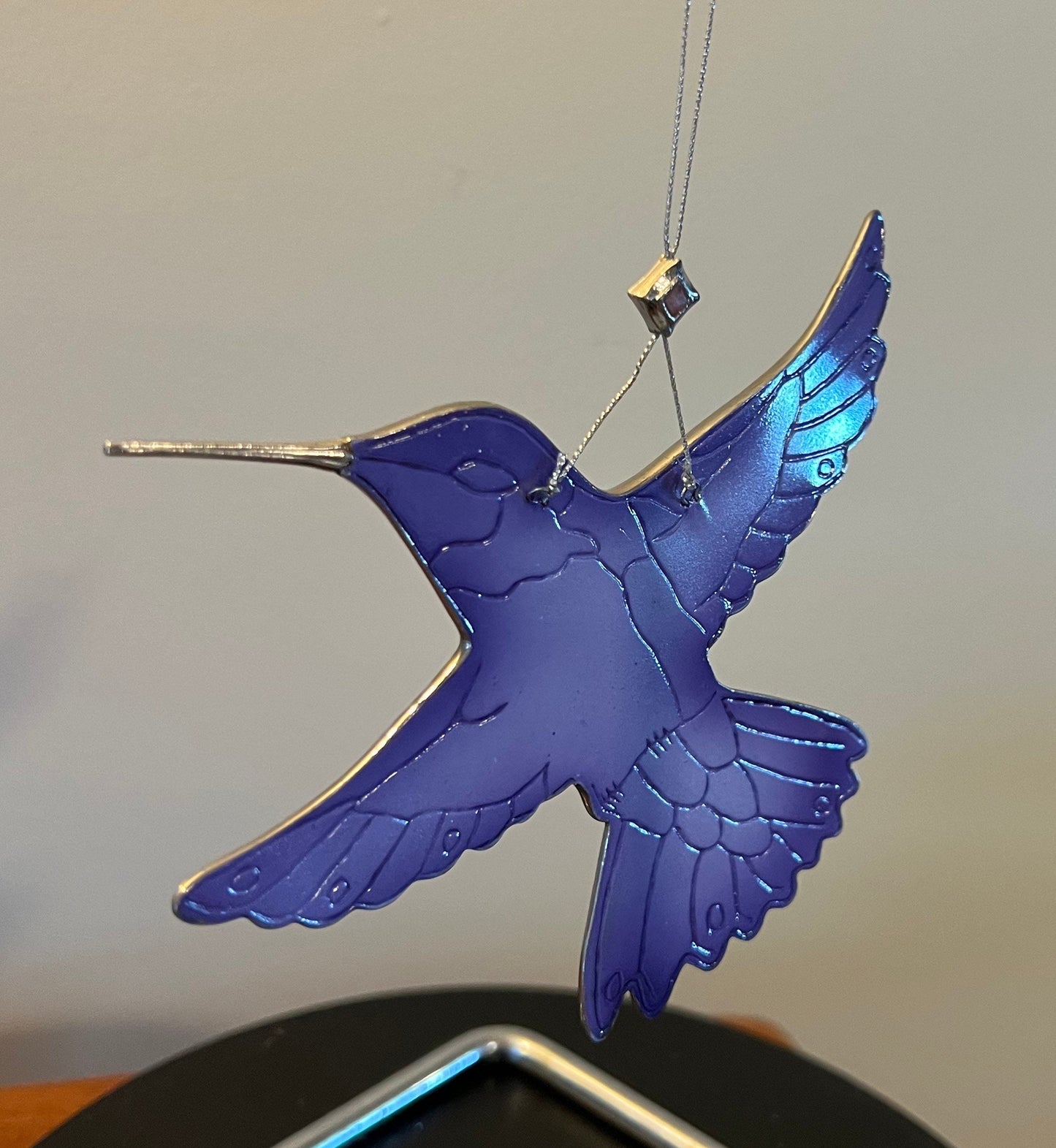 Vintage Hummingbird Stained Glass Art Sun Catcher pink