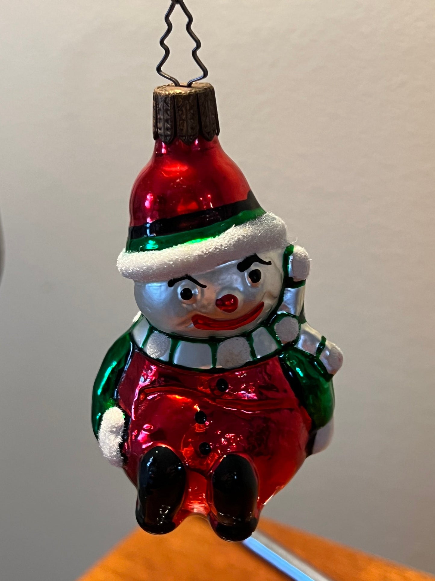 Vintage Snowman Hand Blown Inge Glas Germany Glass Ornament glass art Mid Century Modern ornaments Christmas Holiday