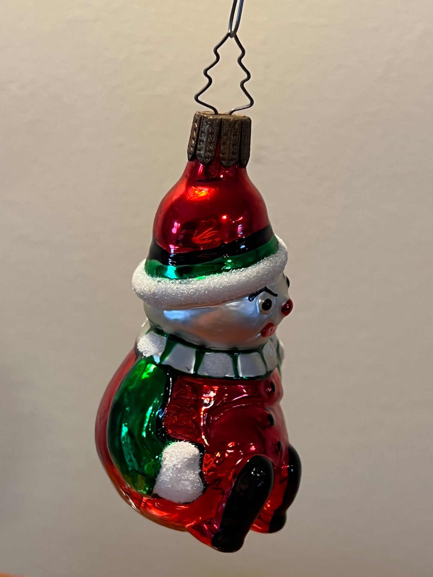 Vintage Snowman Hand Blown Inge Glas Germany Glass Ornament glass art Mid Century Modern ornaments Christmas Holiday
