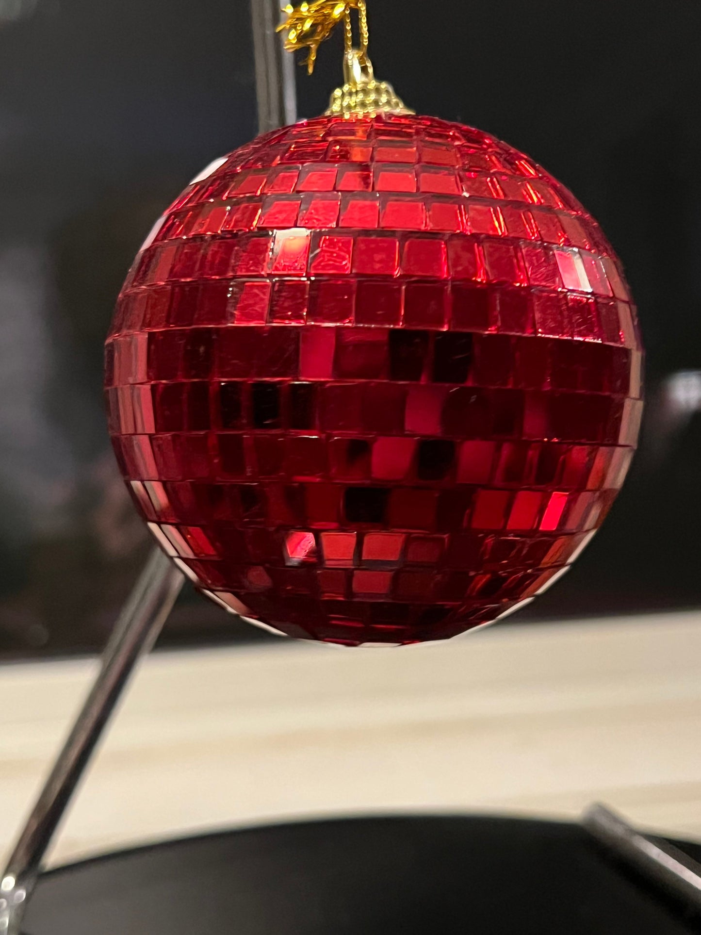 Vintage Red Disco Ball Ornament glass art Mid Century Modern ornaments Christmas Holiday Lover Antiques and Vintage