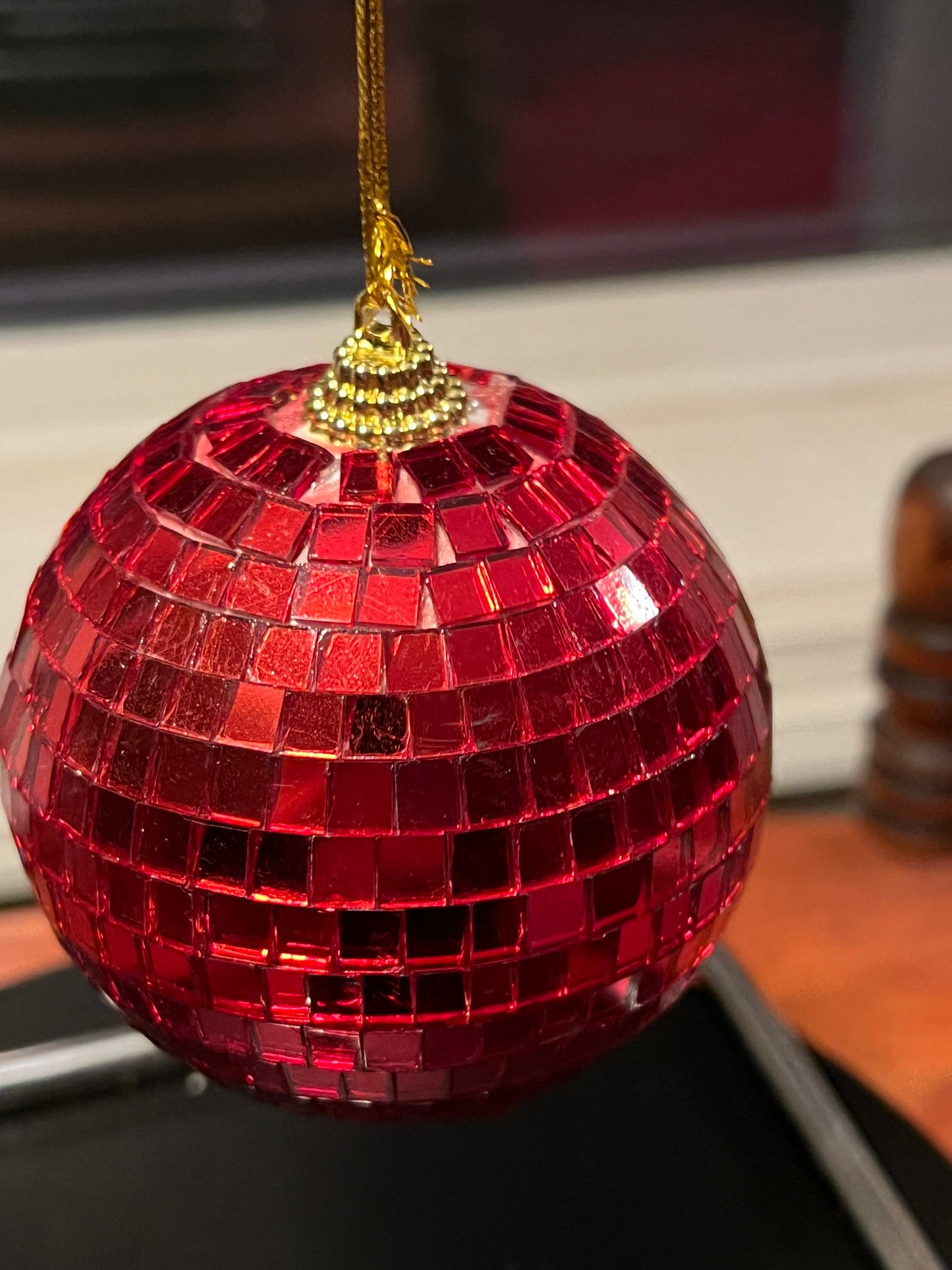 Vintage Red Disco Ball Ornament glass art Mid Century Modern ornaments Christmas Holiday Lover Antiques and Vintage