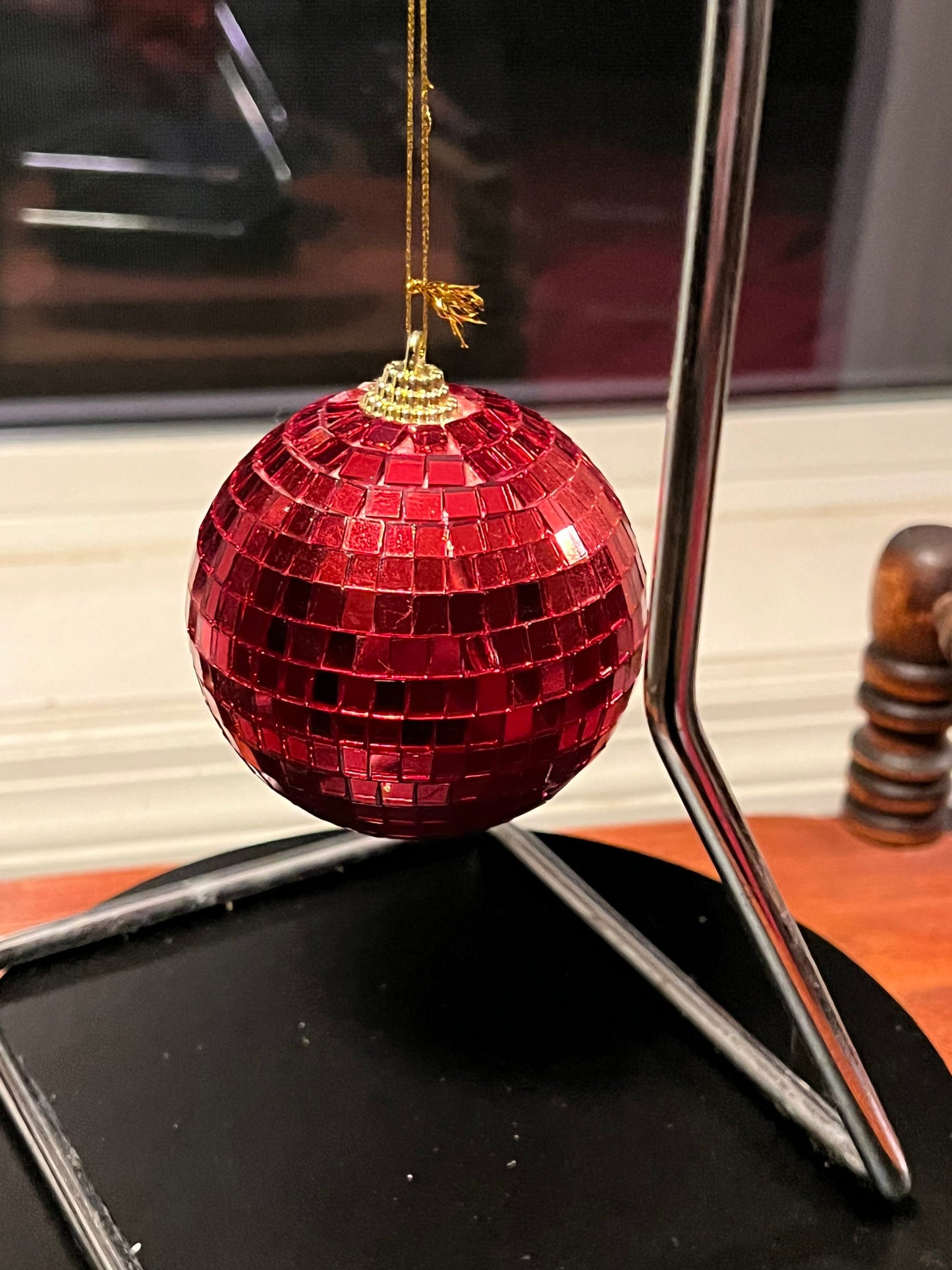 Vintage Red Disco Ball Ornament glass art Mid Century Modern ornaments Christmas Holiday Lover Antiques and Vintage