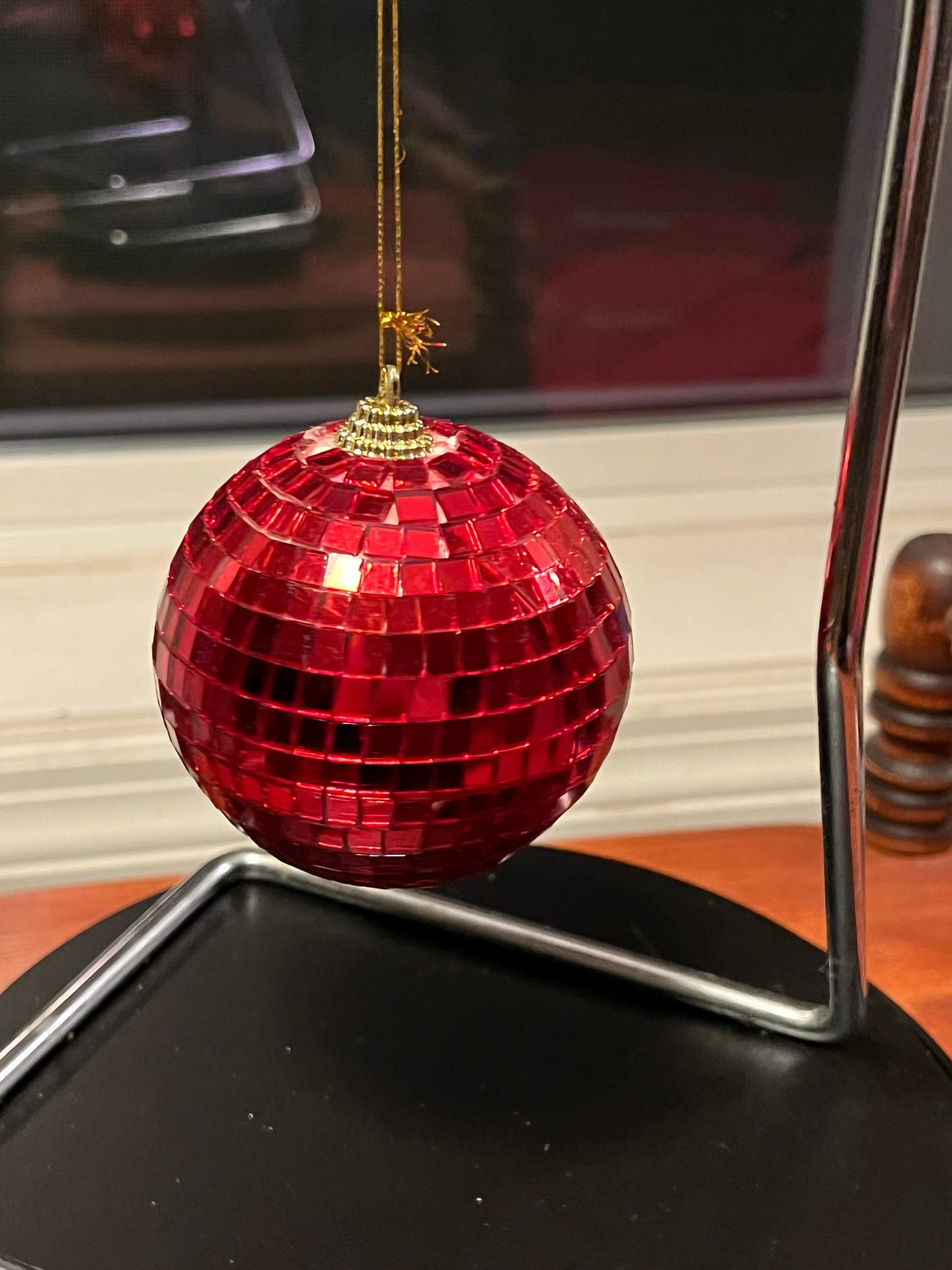 Vintage Red Disco Ball Ornament glass art Mid Century Modern ornaments Christmas Holiday Lover Antiques and Vintage