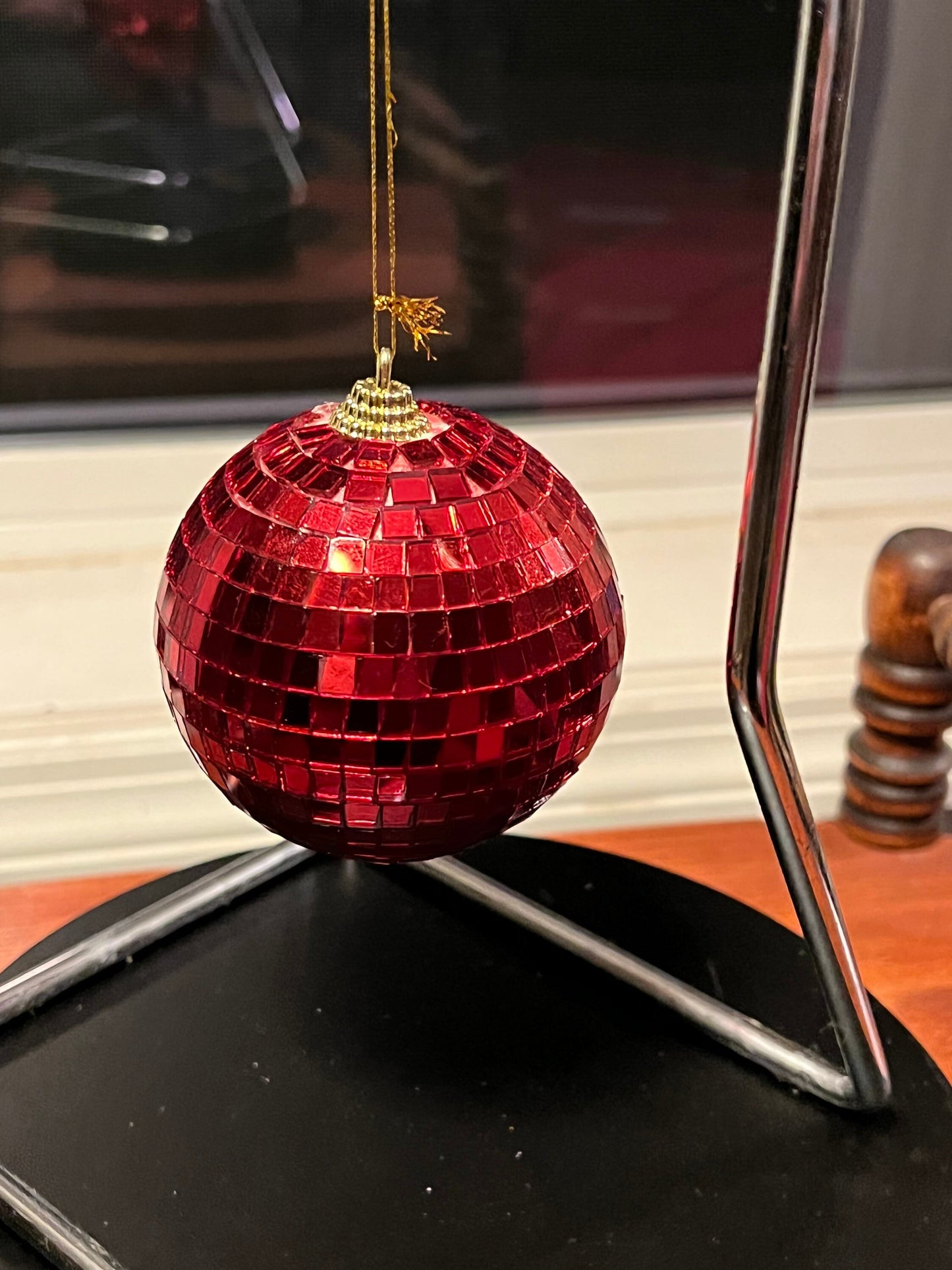 Vintage Red Disco Ball Ornament glass art Mid Century Modern ornaments Christmas Holiday Lover Antiques and Vintage