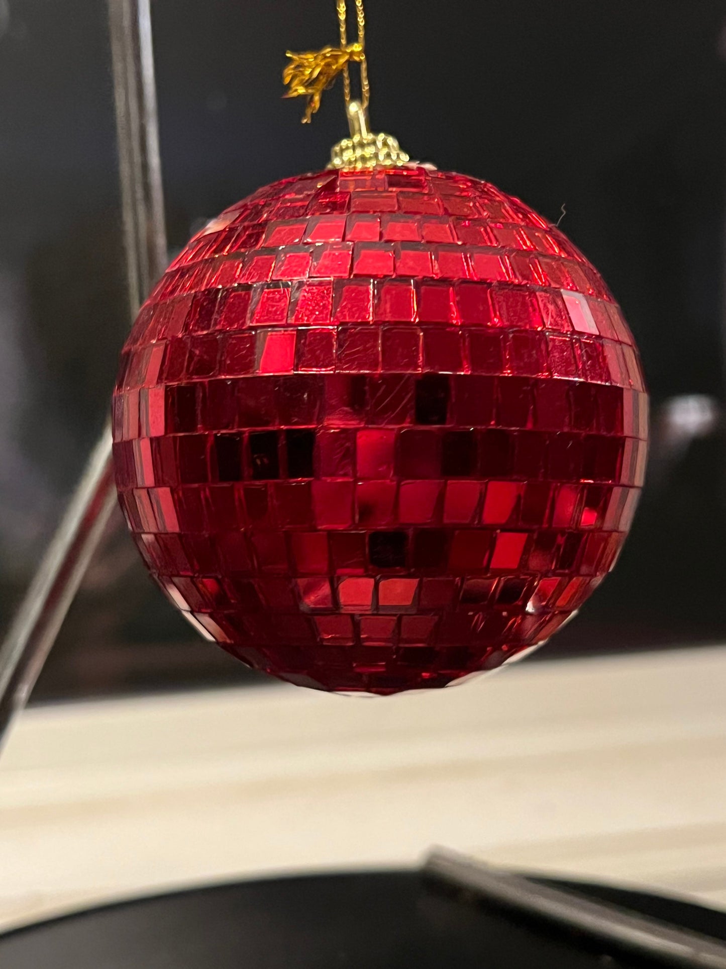 Vintage Red Disco Ball Ornament glass art Mid Century Modern ornaments Christmas Holiday Lover Antiques and Vintage