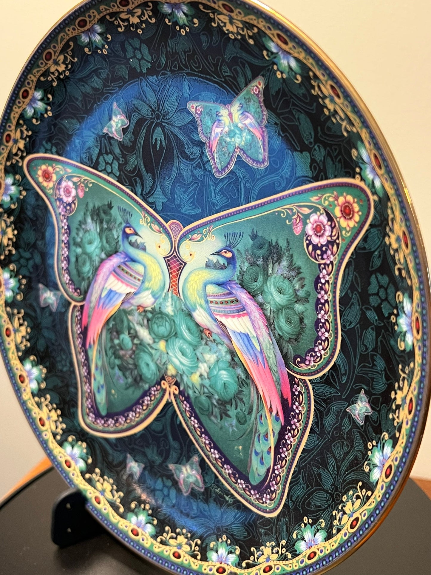 Vintage Ruby Radiance Enchanted Wings limited edition by Oleg Gavrilov Bradford Exchange Plate No. 1186 A Plate Wall Hanging peacock