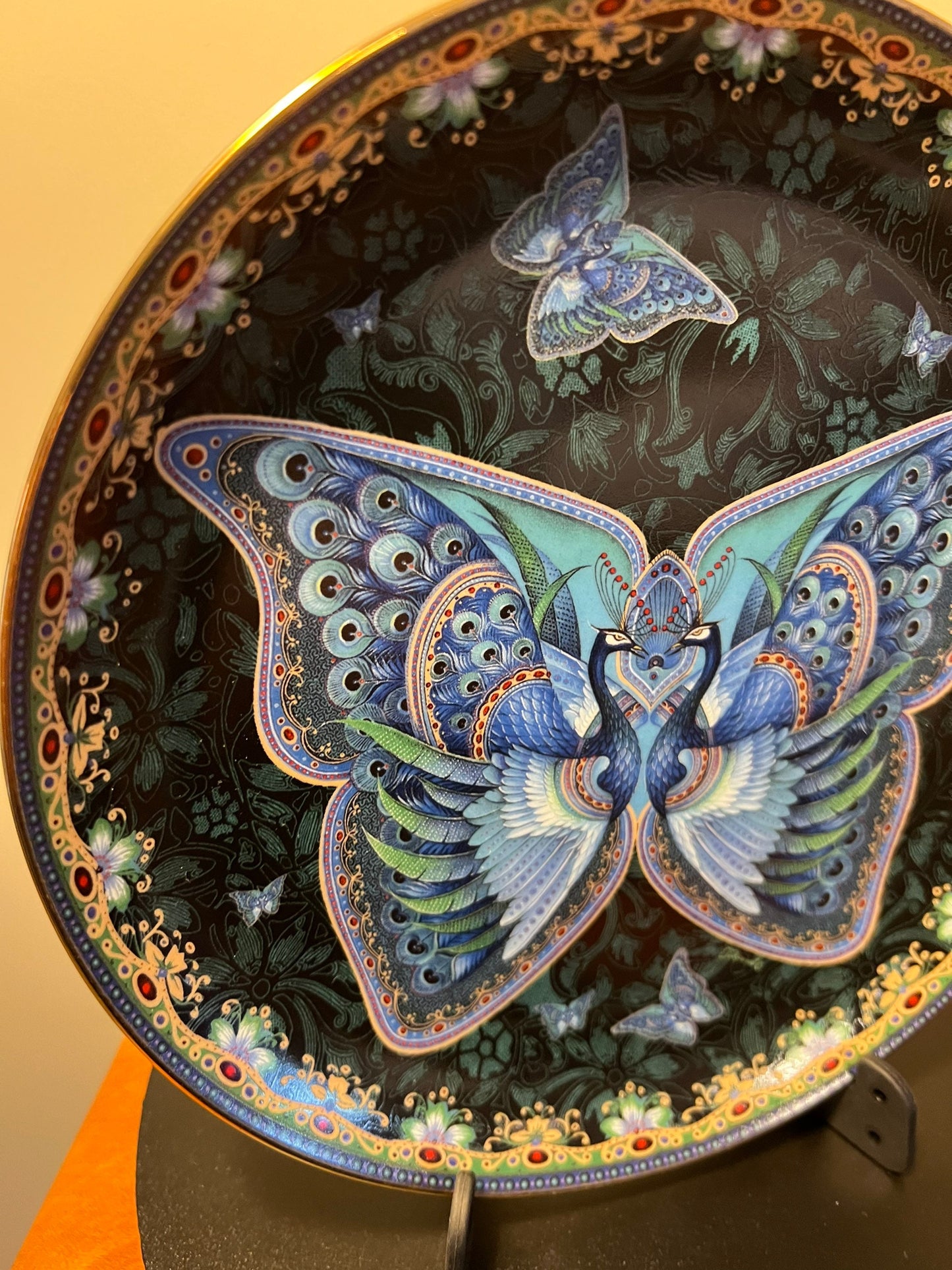 Vintage Sapphire Splendor Enchanted Wings limited edition by Oleg Gavrilov Bradford Exchange Plate #1357 A Plate Wall Hanging Lover Antiques