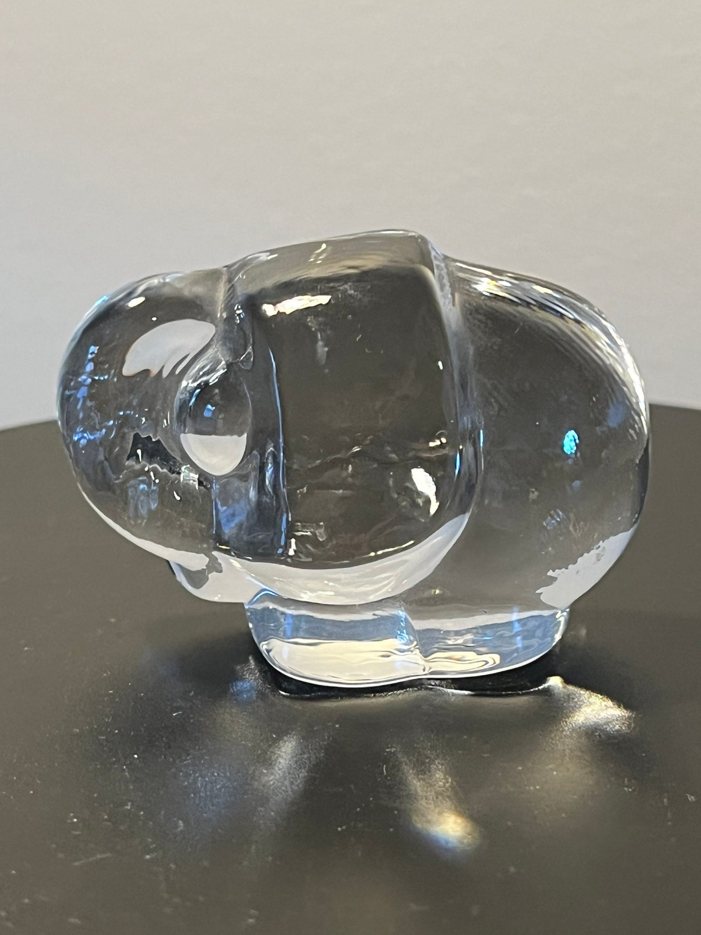 Vintage Glass Elephant Trunk Up Sculpture Art Glass Figurine elephantsartwork signed crystal cut glass Lover Antiques and Vintage