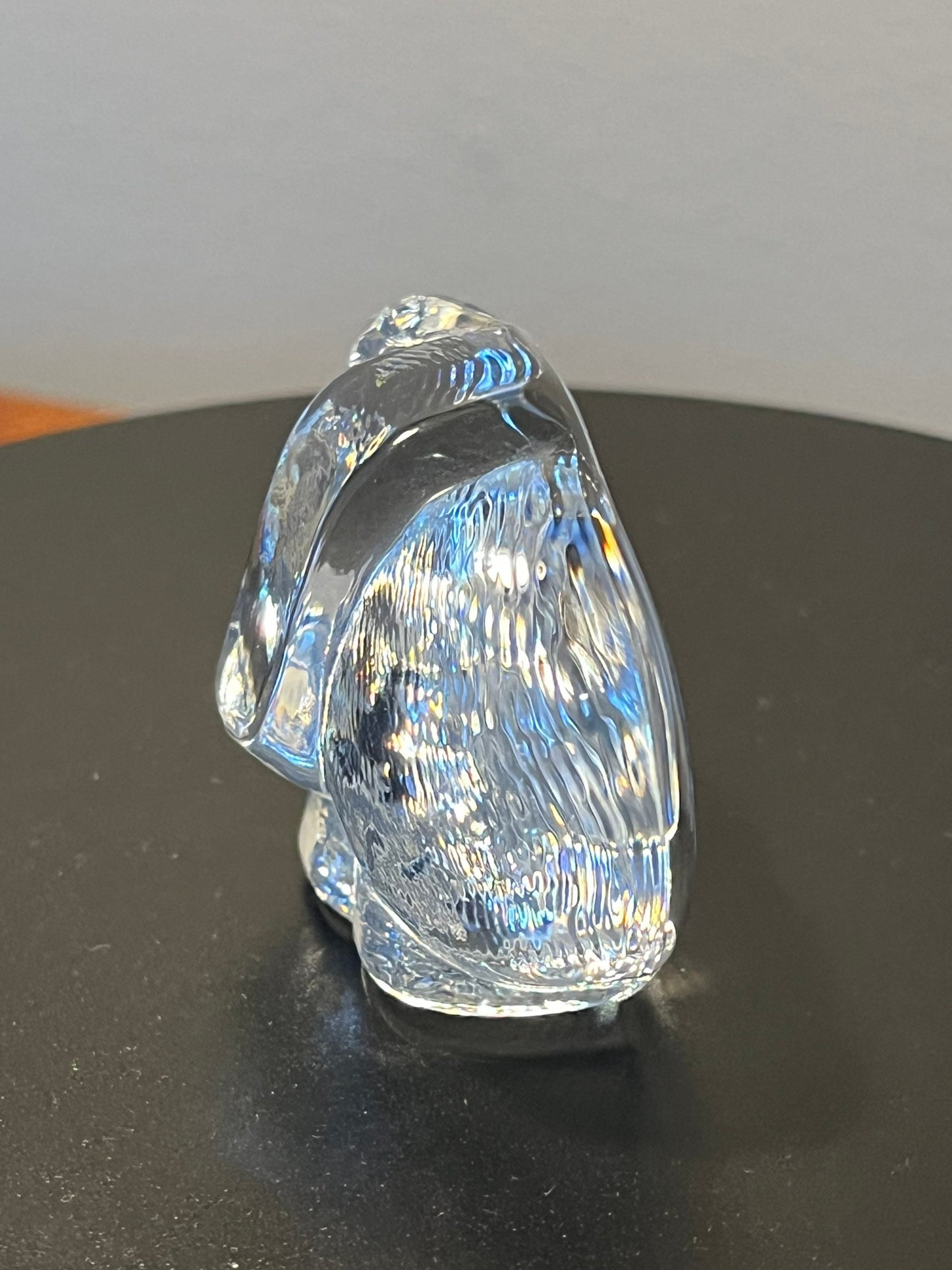Vintage Glass Elephant Trunk Up Sculpture Art Glass Figurine elephantsartwork signed crystal cut glass Lover Antiques and Vintage