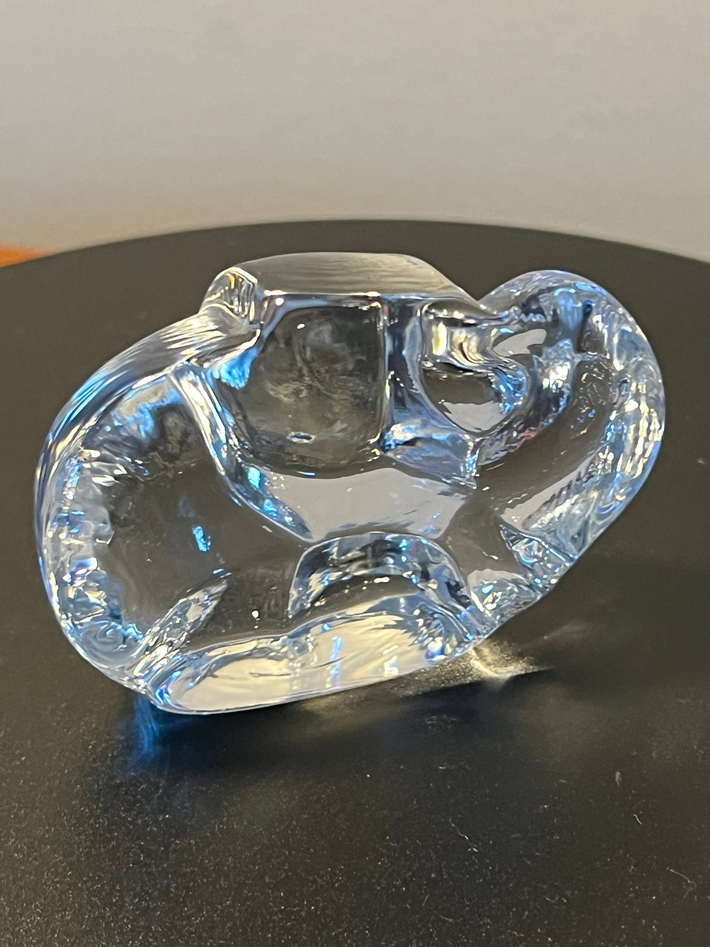 Vintage Glass Elephant Trunk Up Sculpture Art Glass Figurine elephantsartwork signed crystal cut glass Lover Antiques and Vintage