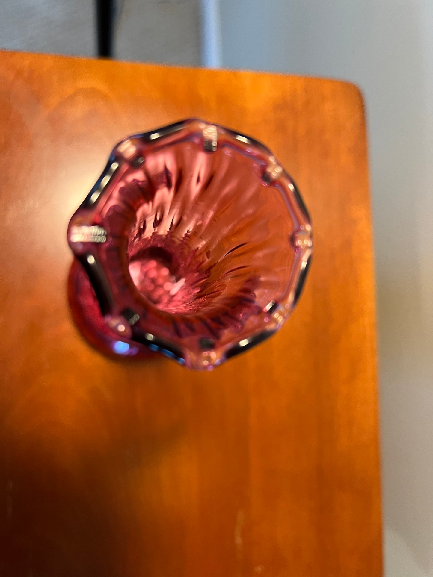 Vintage Fenton Cranberry Tall Glass Vase Pink Art Glass Bottle Container Pilgrim Great Gift Lover Antiques and Vintage