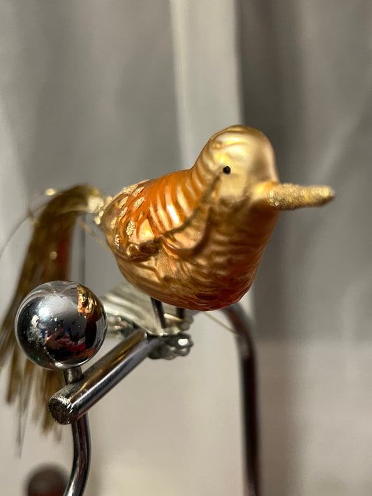 Vintage Yellow Bird Ornament with long tail tassel old ornaments glass art home decor collectibles