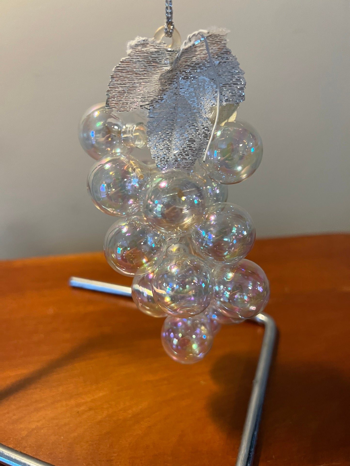 Vintage Grapes On Vine Christmas Ornament Iridescent glass grapes glass art ornaments Christmas Holiday gifts Lover Antiques and Vintage