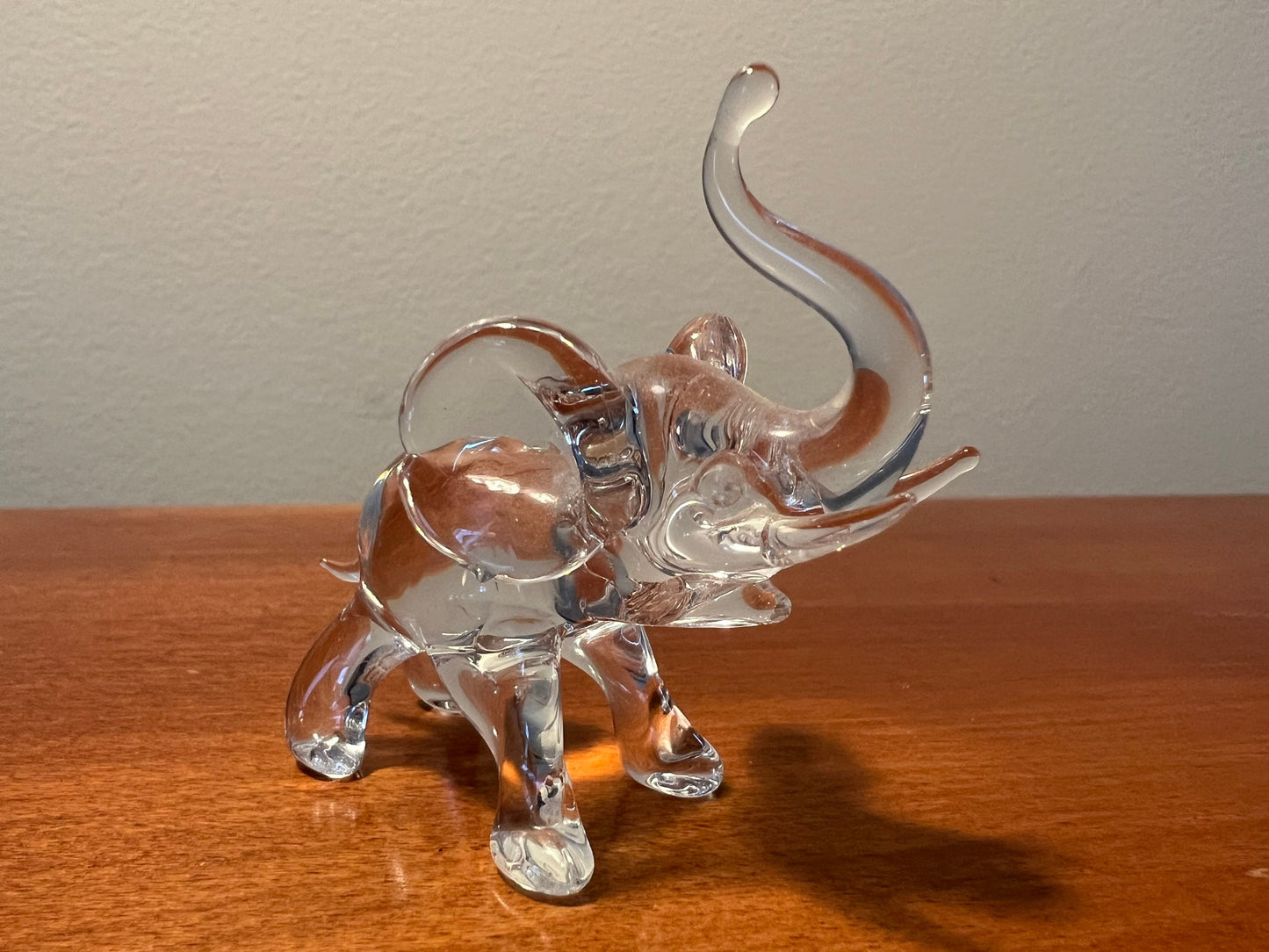 Vintage Glass Elephant Sculpture with Trunk Up Art Glass Figurine elephants great gift artwork glass
