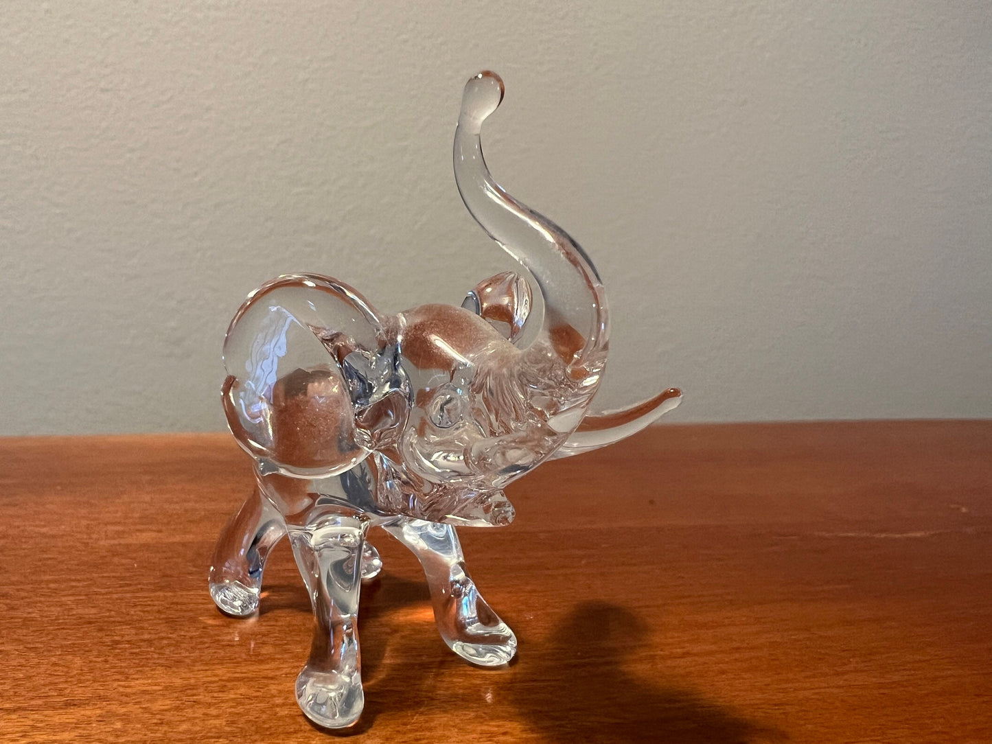 Vintage Glass Elephant Sculpture with Trunk Up Art Glass Figurine elephants great gift artwork glass