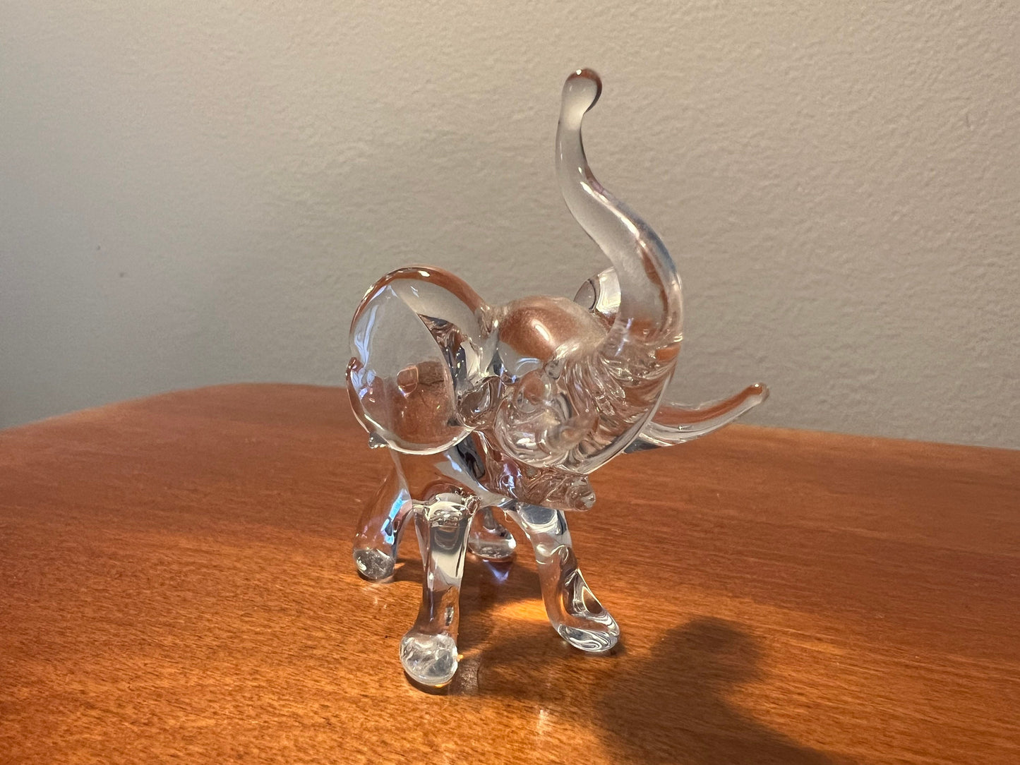 Vintage Glass Elephant Sculpture with Trunk Up Art Glass Figurine elephants great gift artwork glass