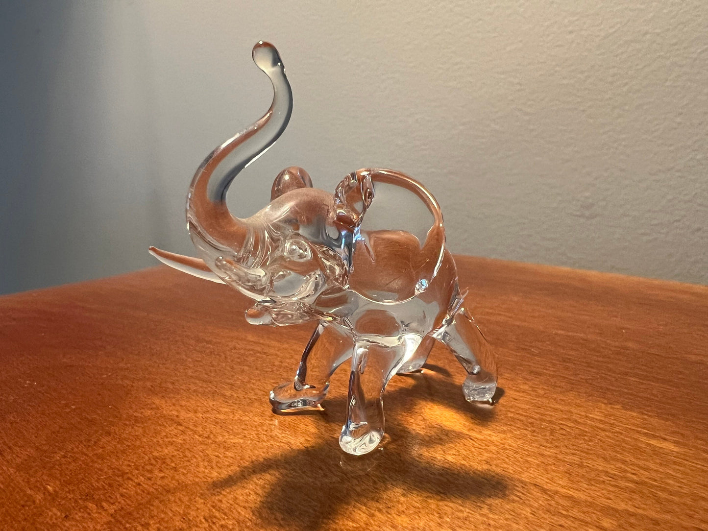 Vintage Glass Elephant Sculpture with Trunk Up Art Glass Figurine elephants great gift artwork glass