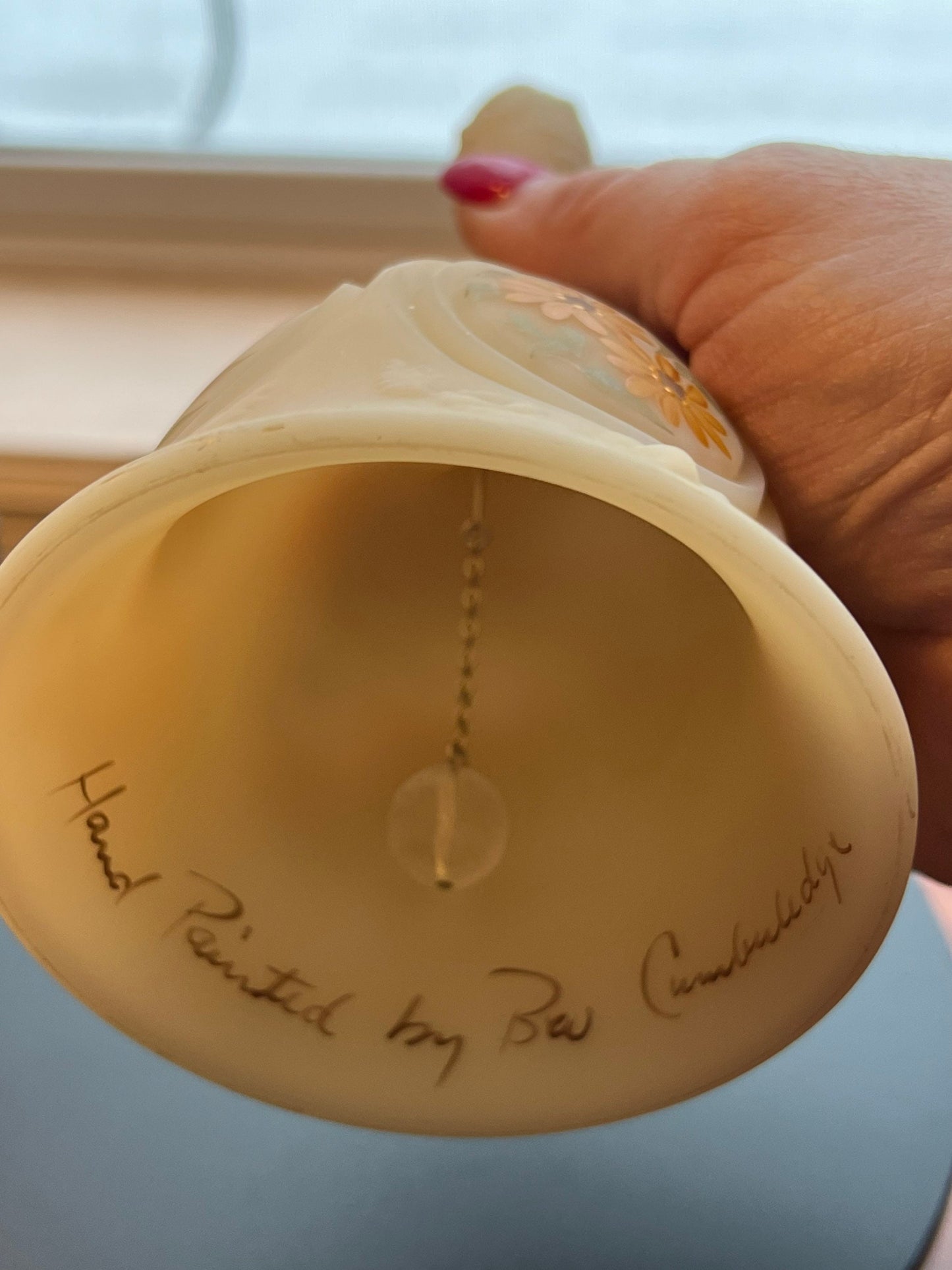 Vintage Fenton Satin Glass Bell Hand-Painted Signed Art Glass Limited Edition Lover Antiques Gifts