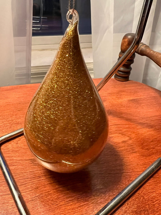 Vintage Teardrop Gold Ornament Hand Blown Art Glass Ornaments old ornaments glass art home decor collectibles