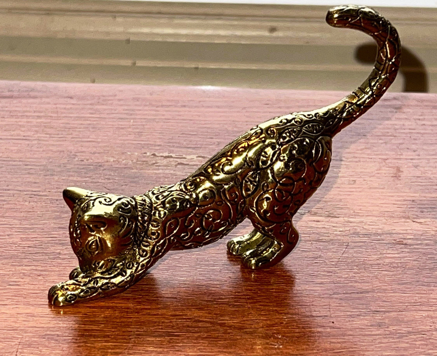 Vintage Brass Leopard Cat Figurine 1986 TFM The Franklin Mint Cats, Lover Antiques and Vintage