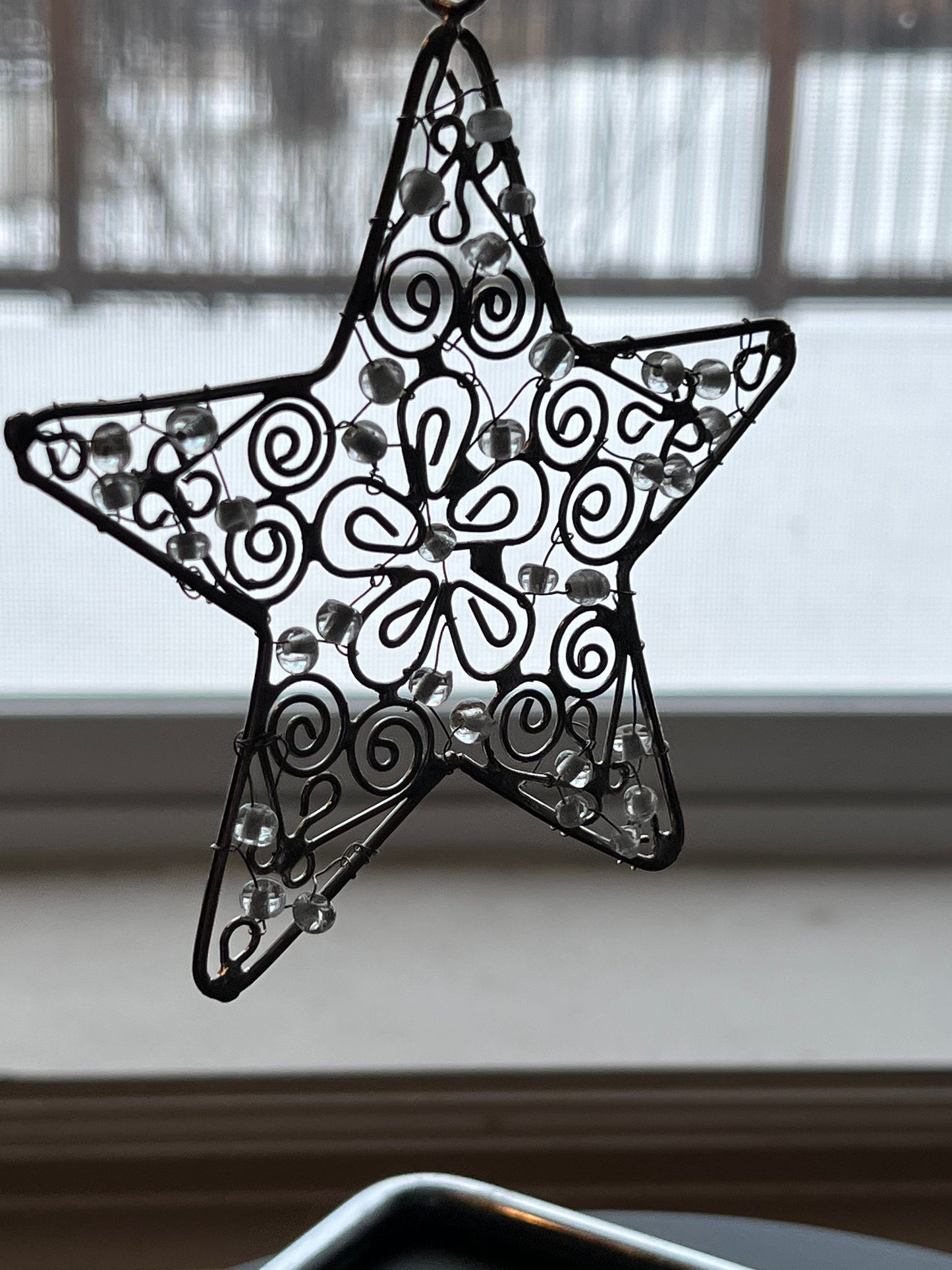 Vintage Silver Star Ornament with Rhinestones Gift Ornaments Lover Antiques Stars Sparkle Gray Lover Antiques and Vintage