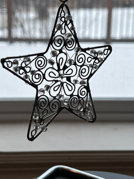 Vintage Silver Star Ornament with Rhinestones Gift Ornaments Lover Antiques Stars Sparkle Gray Lover Antiques and Vintage