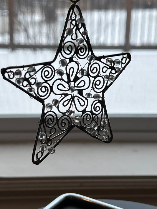 Vintage Silver Star Ornament with Rhinestones Gift Ornaments Lover Antiques Stars Sparkle Gray Lover Antiques and Vintage