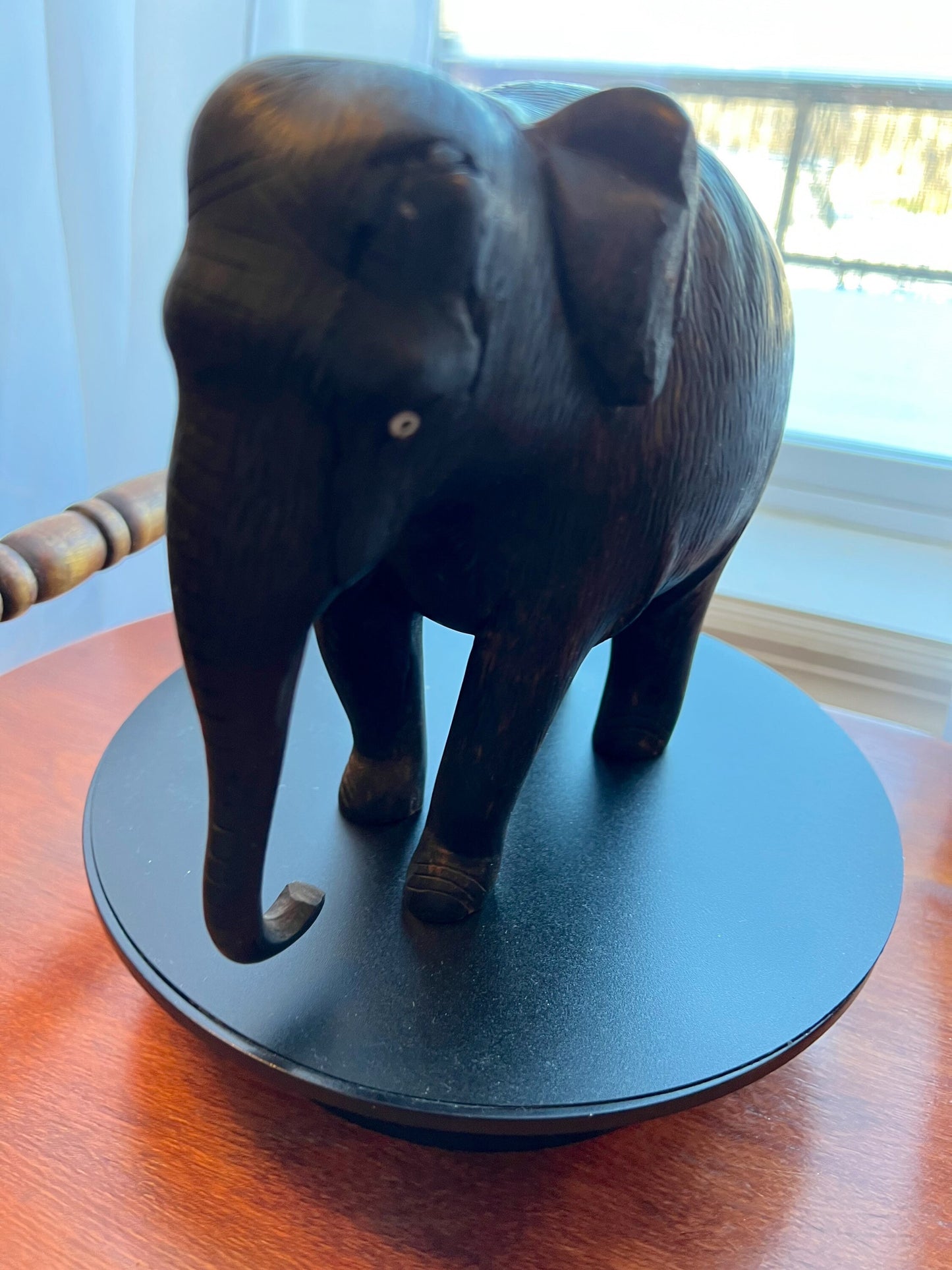 Vintage Carved Ebony Wood Elephant lucky elephants gifts Carved Gifts Lover Antiques and Vintage