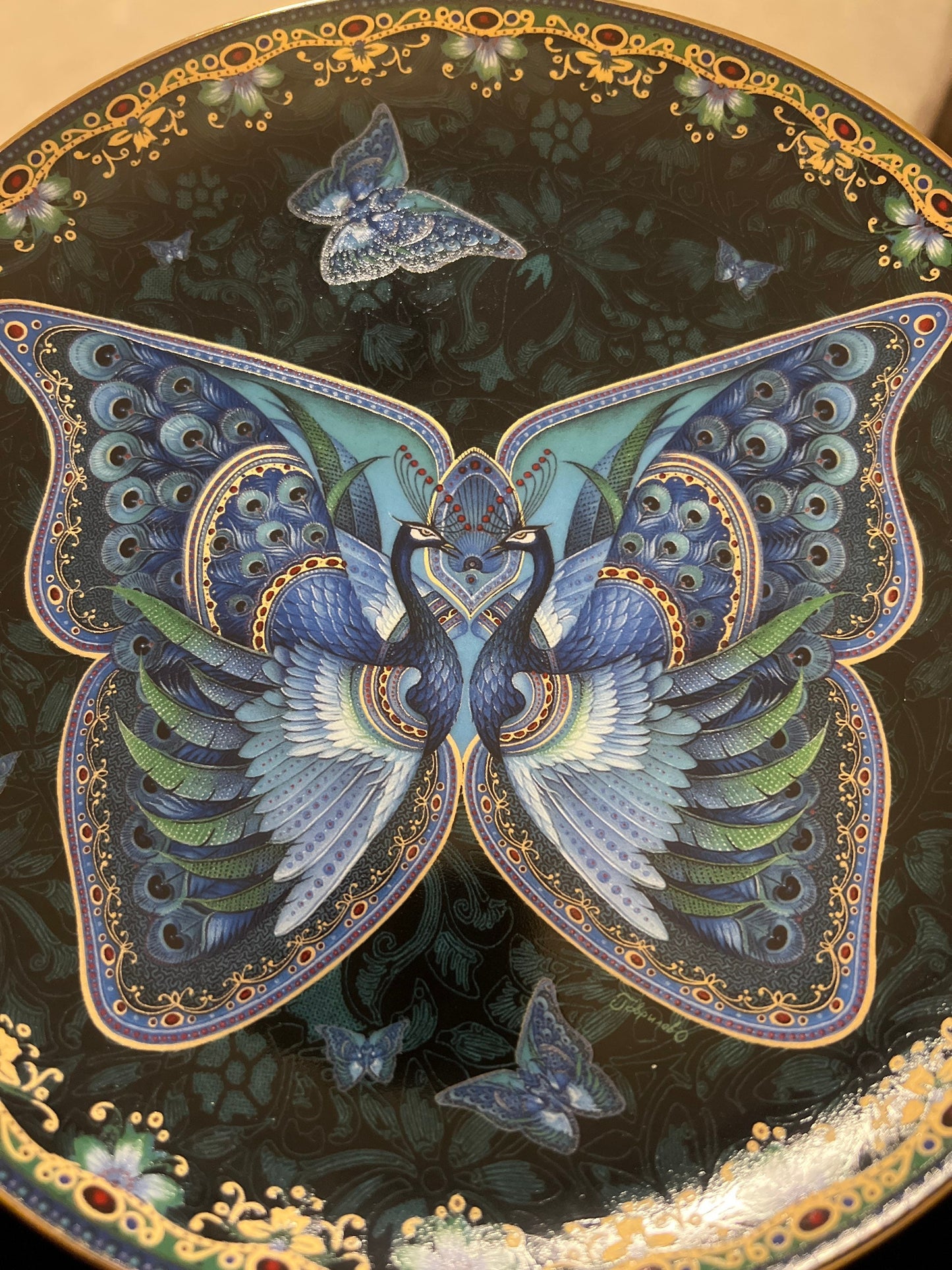 Vintage Sapphire Splendor Enchanted Wings limited edition by Oleg Gavrilov Bradford Exchange Plate #1357 A Plate Wall Hanging Lover Antiques
