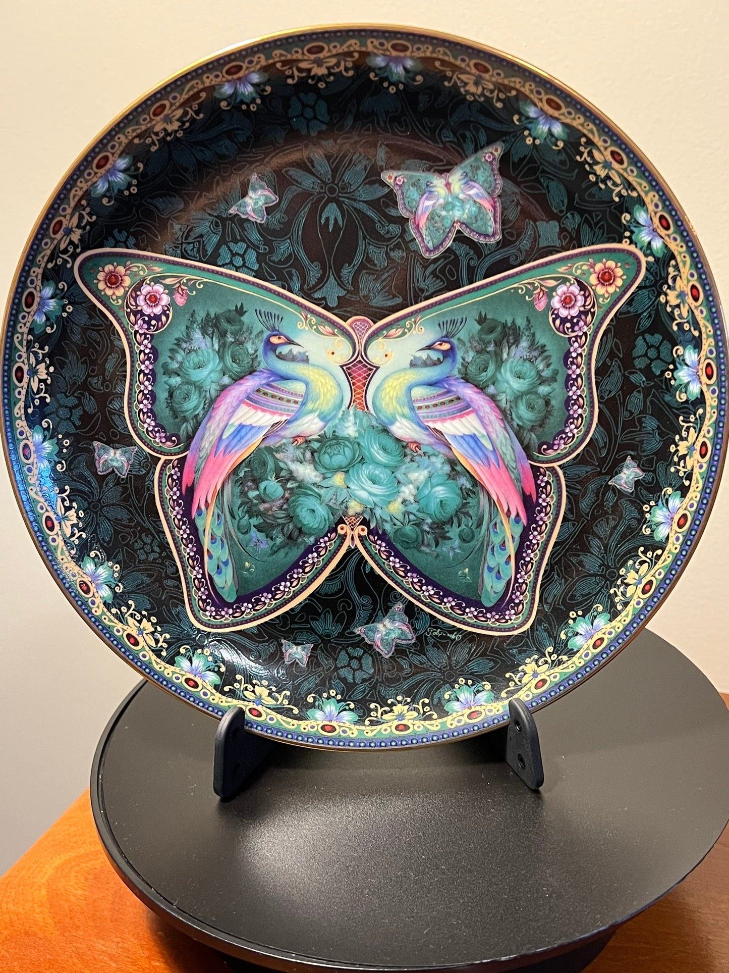 Vintage Ruby Radiance Enchanted Wings limited edition by Oleg Gavrilov Bradford Exchange Plate No. 1186 A Plate Wall Hanging peacock