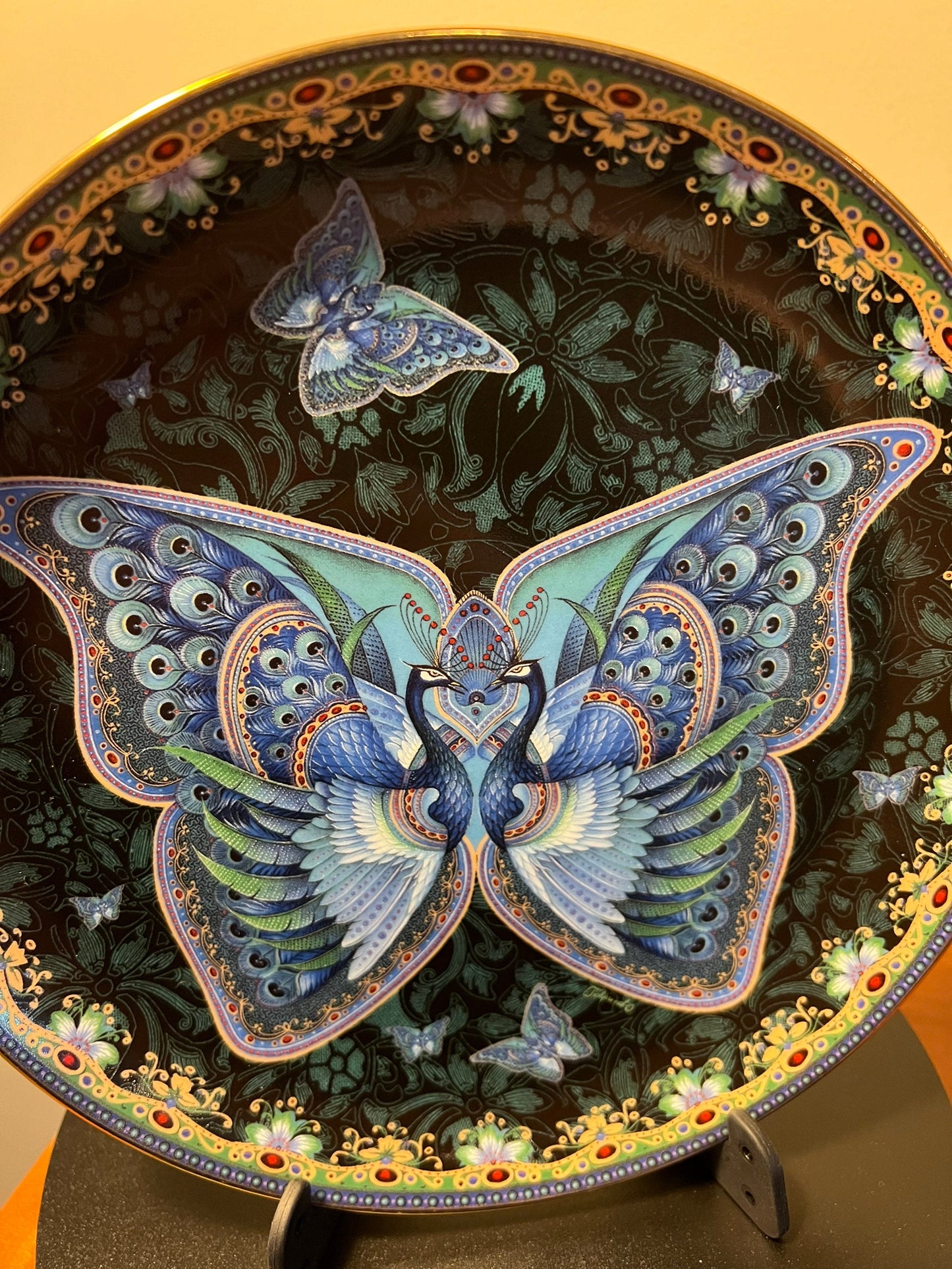 Vintage Sapphire Splendor Enchanted Wings limited edition by Oleg Gavrilov Bradford Exchange Plate #1357 A Plate Wall Hanging Lover Antiques