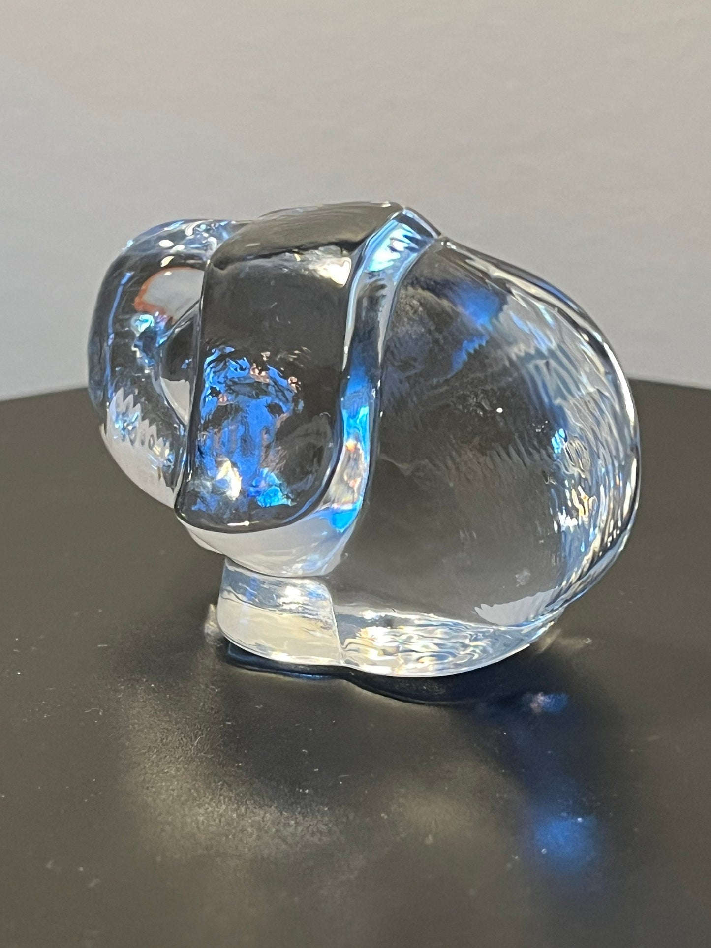 Vintage Glass Elephant Trunk Up Sculpture Art Glass Figurine elephantsartwork signed crystal cut glass Lover Antiques and Vintage
