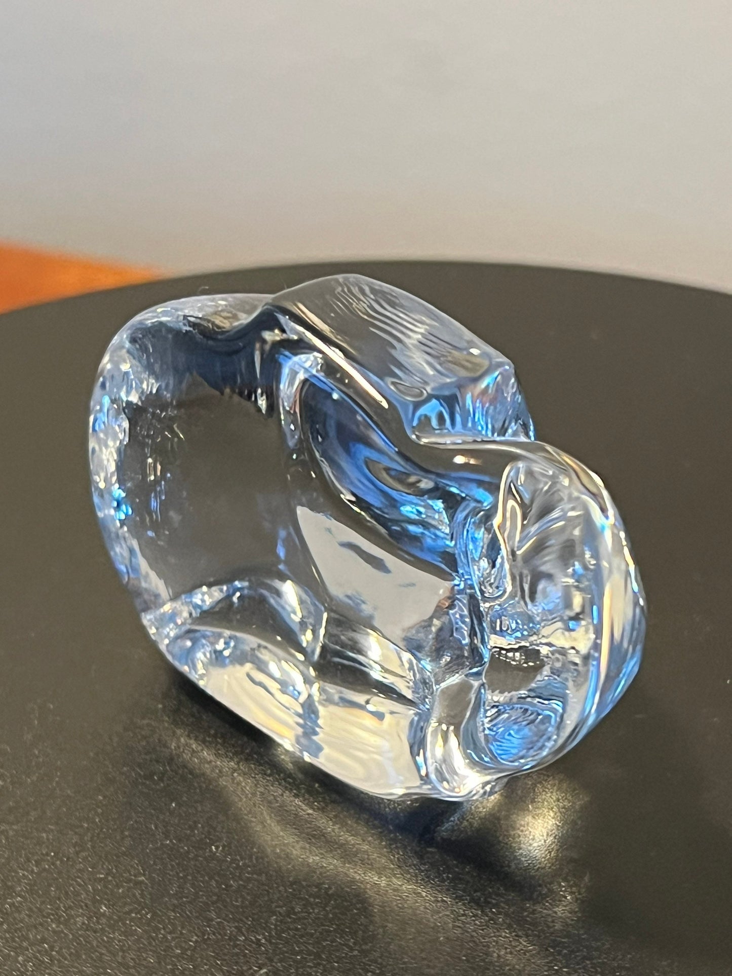 Vintage Glass Elephant Trunk Up Sculpture Art Glass Figurine elephantsartwork signed crystal cut glass Lover Antiques and Vintage