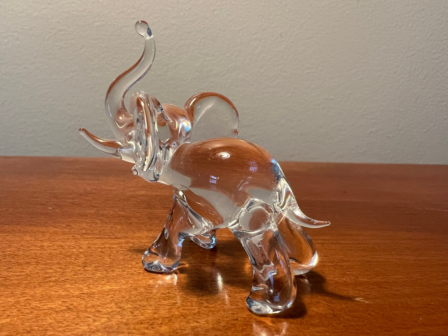 Vintage Glass Elephant Sculpture with Trunk Up Art Glass Figurine elephants great gift artwork glass