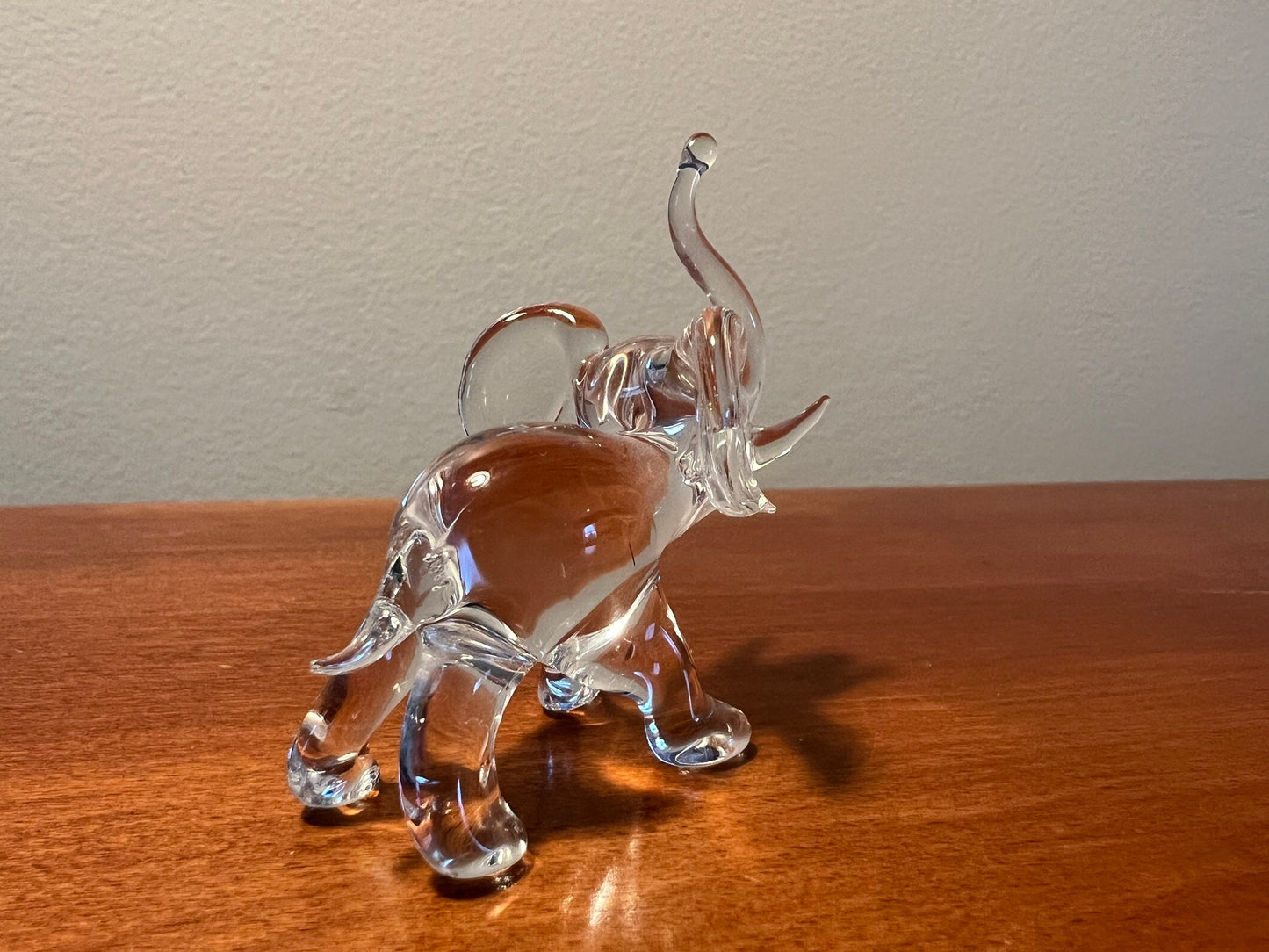 Vintage Glass Elephant Sculpture with Trunk Up Art Glass Figurine elephants great gift artwork glass