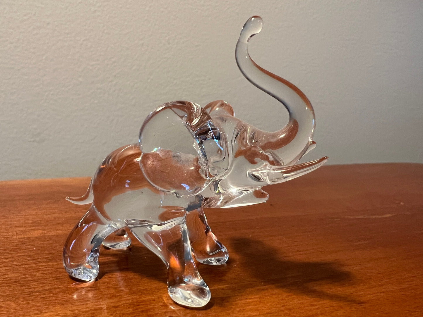 Vintage Glass Elephant Sculpture with Trunk Up Art Glass Figurine elephants great gift artwork glass