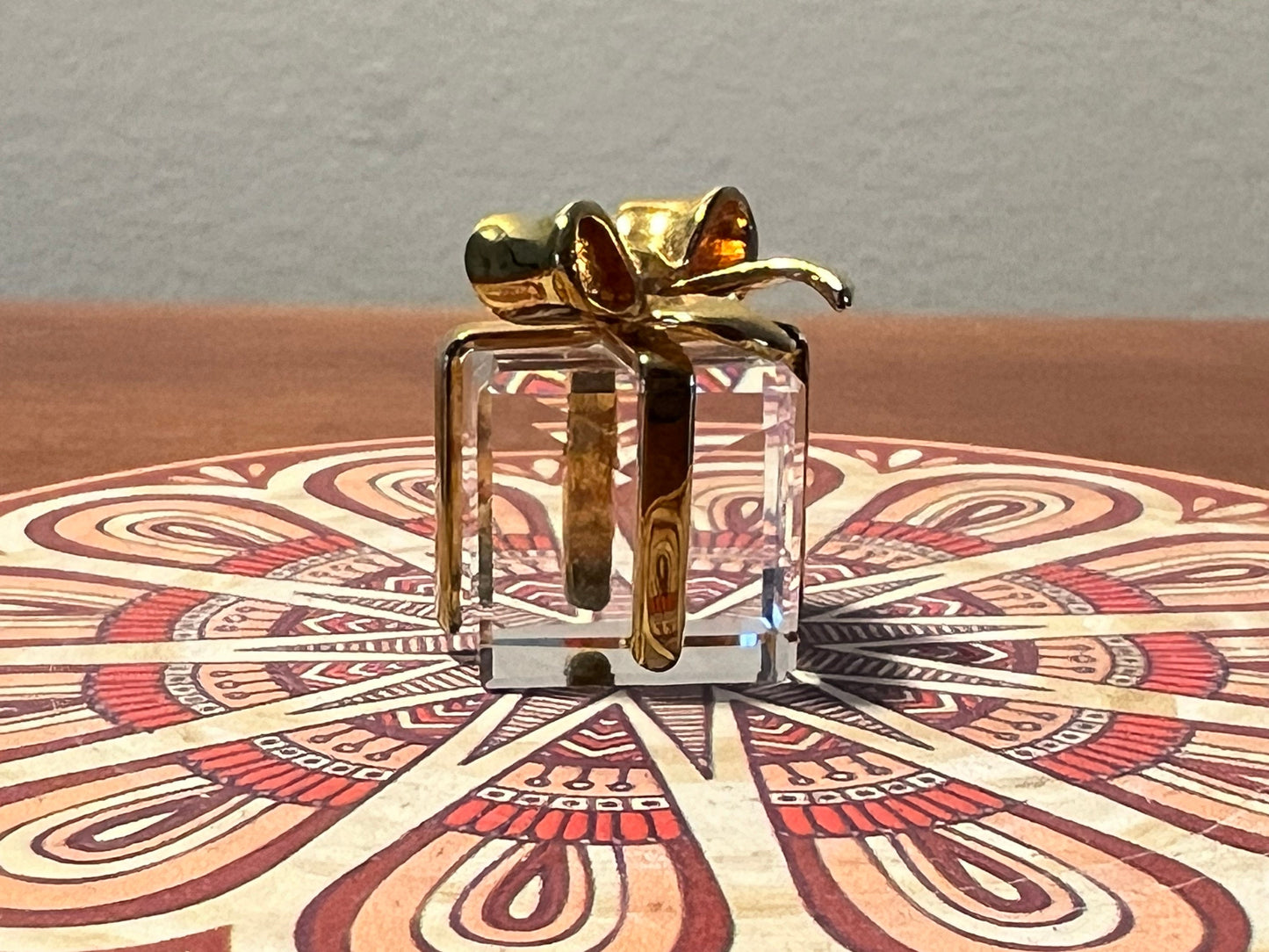 Vintage Swarvoski Glass Present with 24k Gold Glass Art Gift Sculpture Art Glass Figurine great gift artwork crystal cut glass