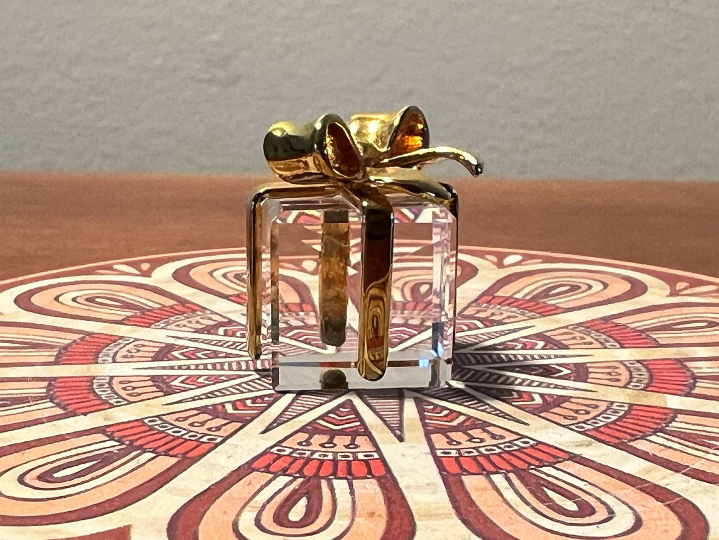 Vintage Swarvoski Glass Present with 24k Gold Glass Art Gift Sculpture Art Glass Figurine great gift artwork crystal cut glass