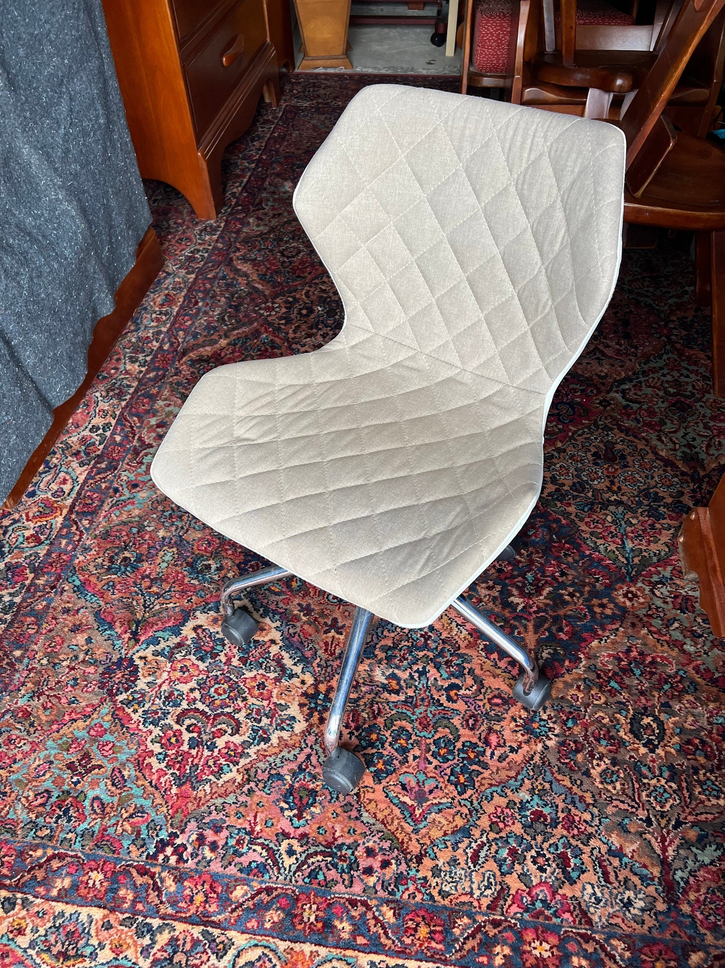 Mid Century Modern Style Cream Tan Office Chair Vintage Chairs Lover Antiques
