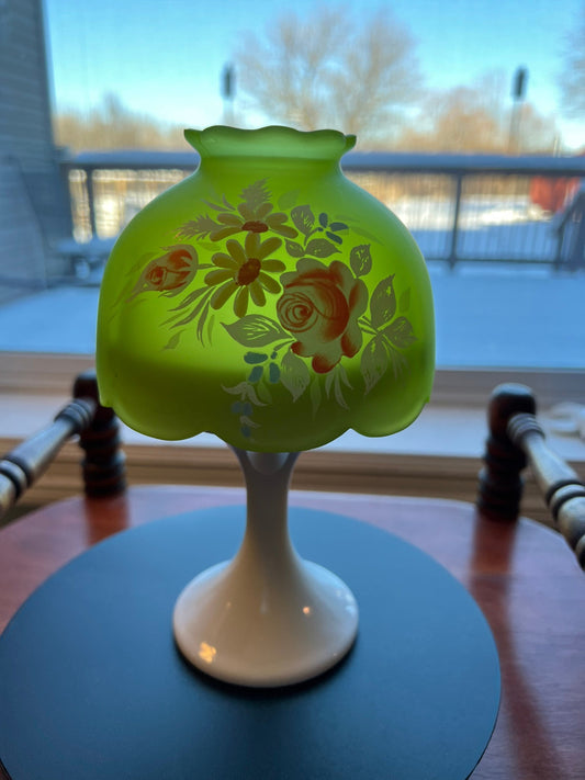 Vintage Westmoreland Fairy Lamp Glass Green Mist Satin Frosted Covered Candle Light Fairy Light Daisy Decoration Tea Lamp Lover Antiques