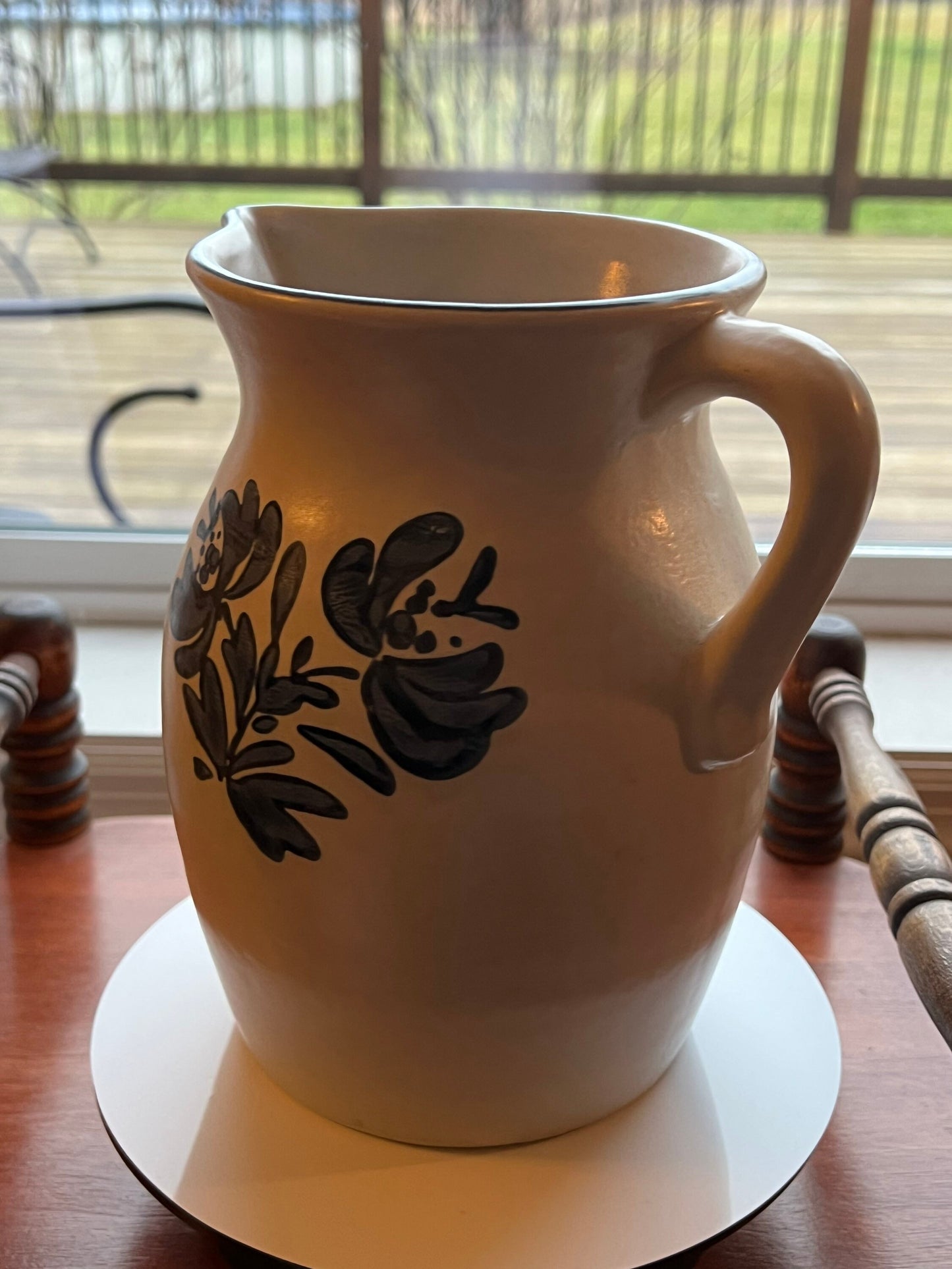 Vintage Pfaltzgraff Pitcher Gift Art Yorktowne Serving Vase Blue Cobalt Ceramic