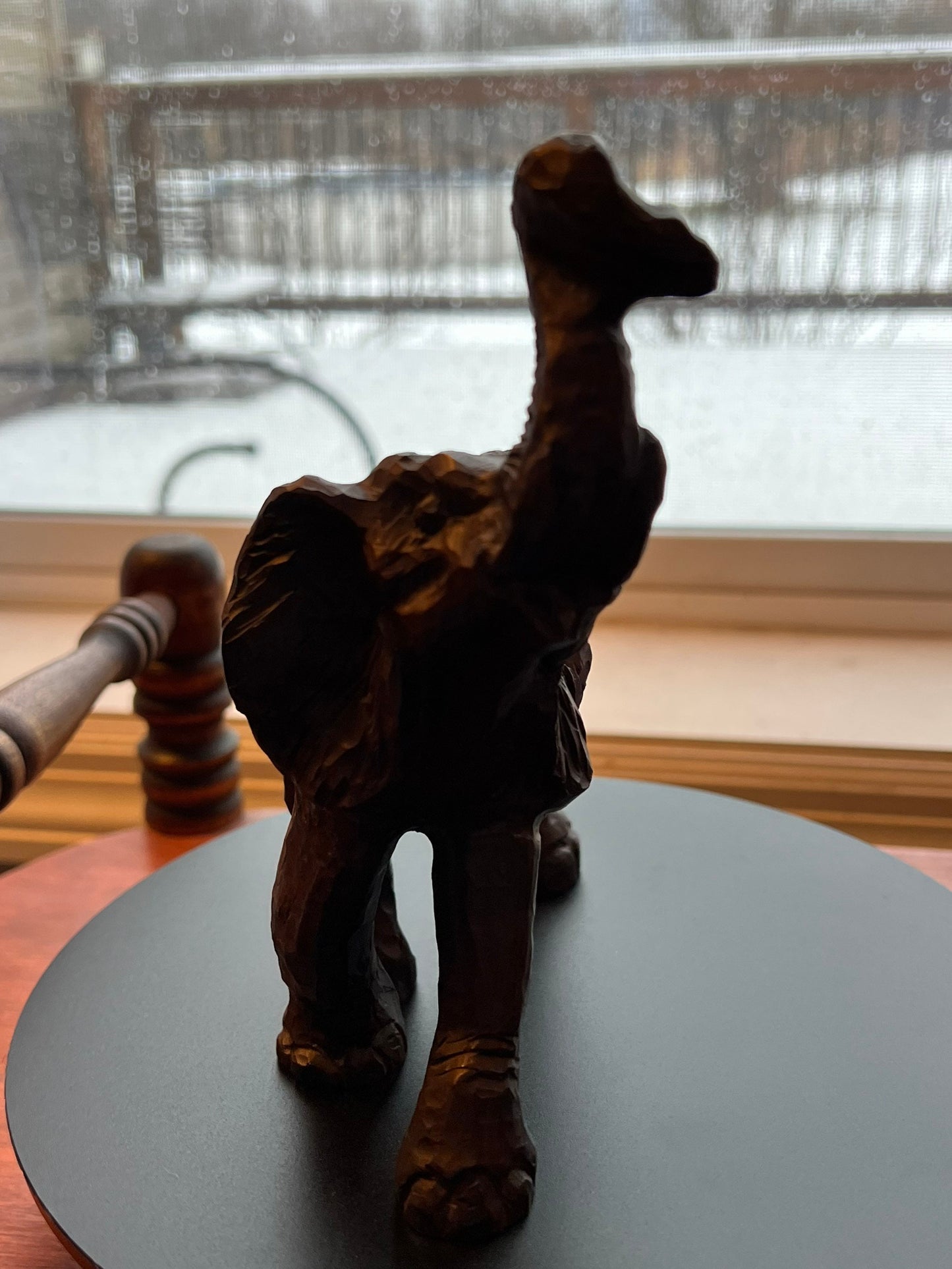 Vintage Carved Wood Elephant with its trunk up lucky elephants gifts Lover Antiques and Vintage