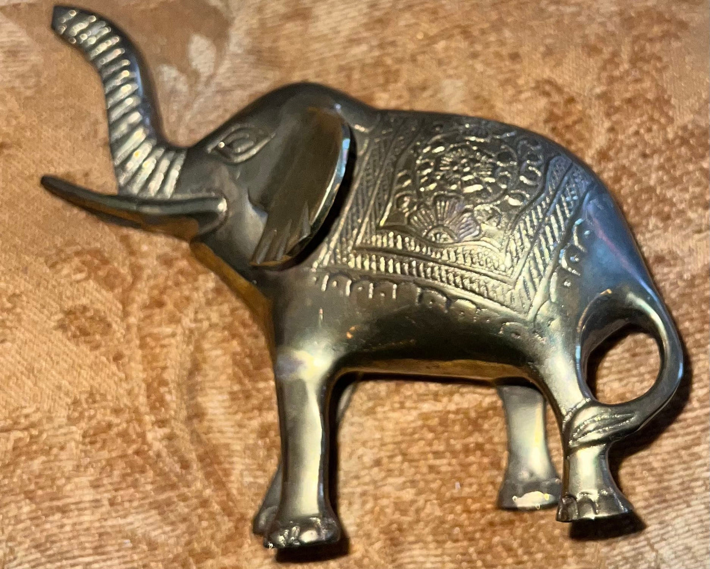 Vintage Brass Elephant with its trunk up Figurine Elephants