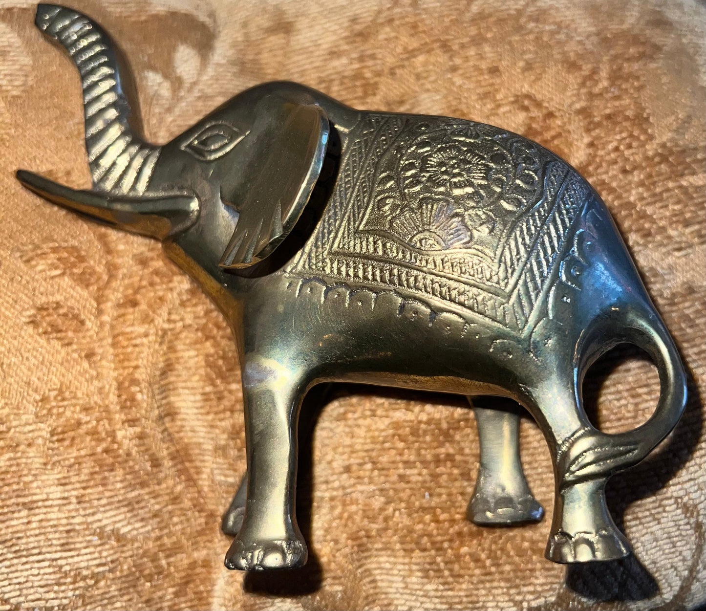 Vintage Brass Elephant with its trunk up Figurine Elephants