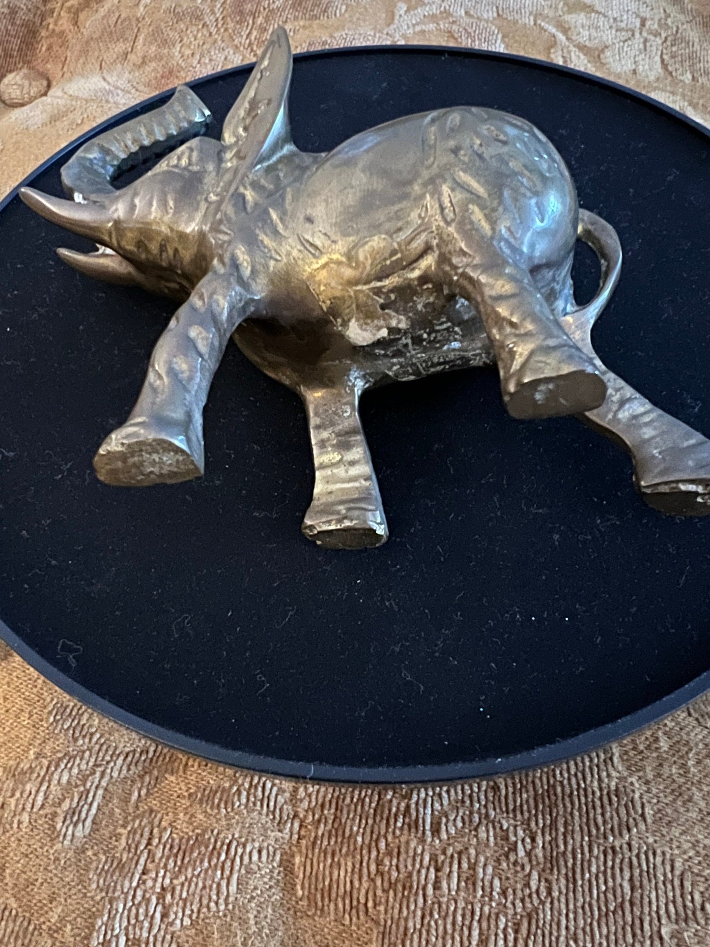 Vintage Brass Elephant with its trunk up Figurine Elephants Animal Figure Lucky Lover Antiques and Vintage