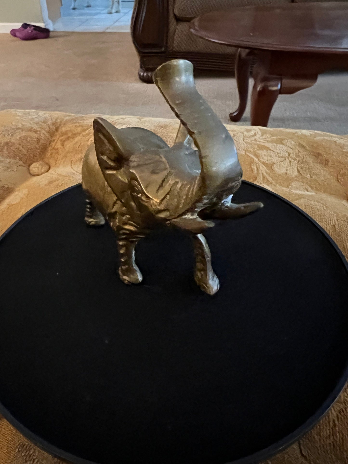 Vintage Brass Elephant with its trunk up Figurine Elephants Animal Figure Lucky Lover Antiques and Vintage