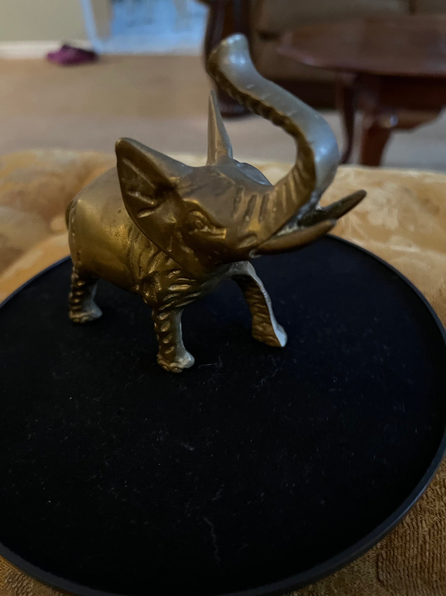 Vintage Brass Elephant with its trunk up Figurine Elephants Animal Figure Lucky Lover Antiques and Vintage