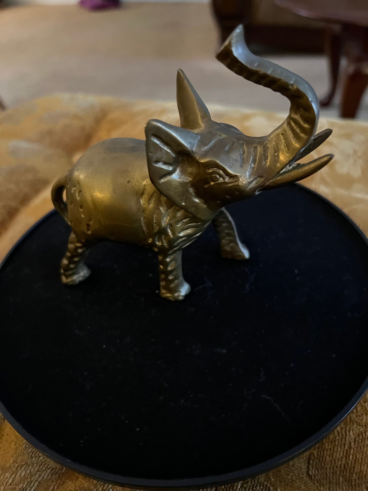 Vintage Brass Elephant with its trunk up Figurine Elephants Animal Figure Lucky Lover Antiques and Vintage
